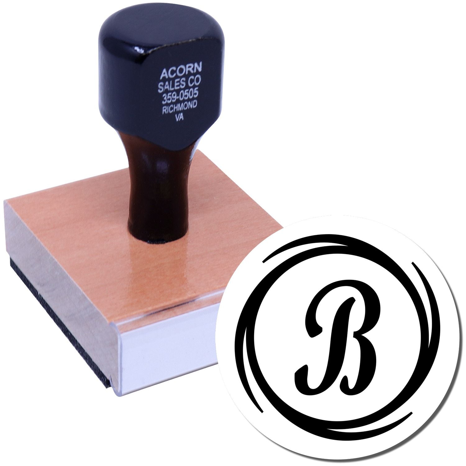 Custom rubber stamp with monogram B logo for business branding, packaging, and stationery