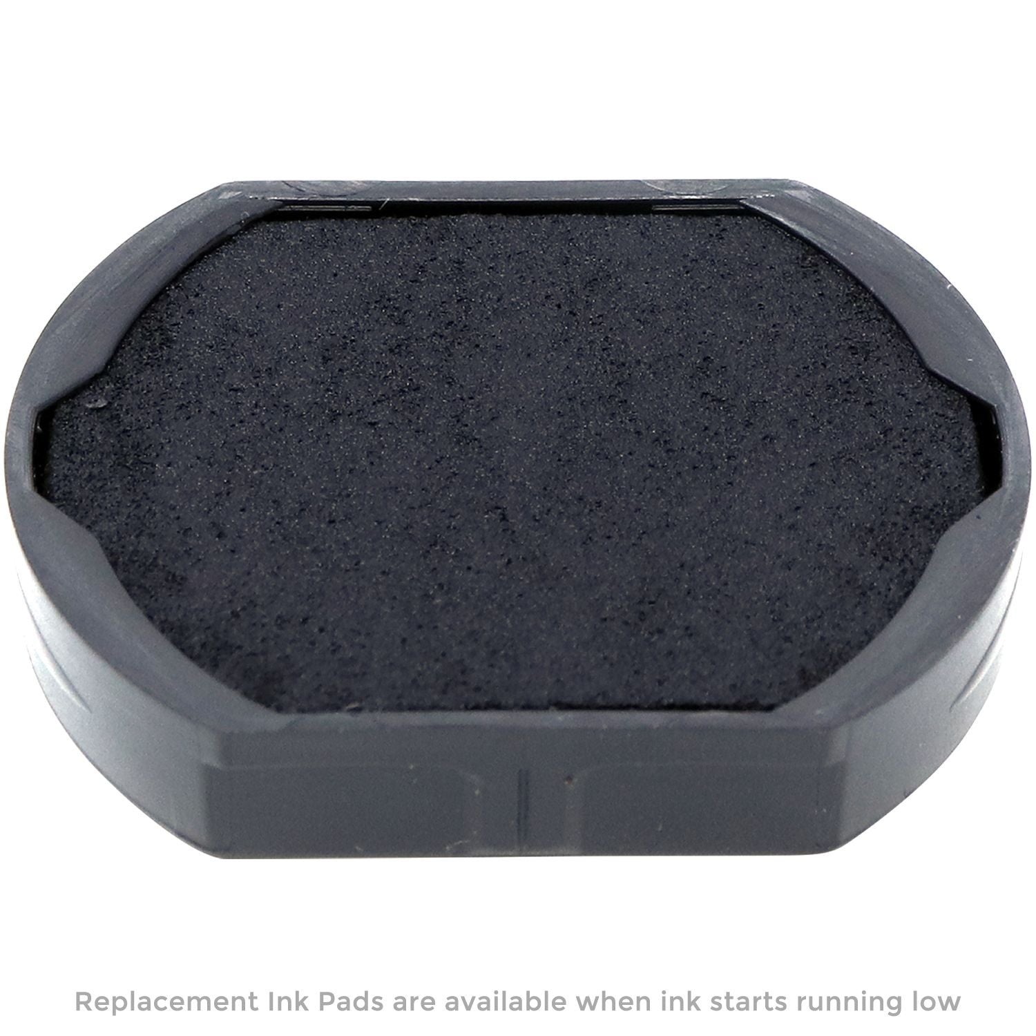 Black replacement ink pad for self-inking stamp, isolated on white background.