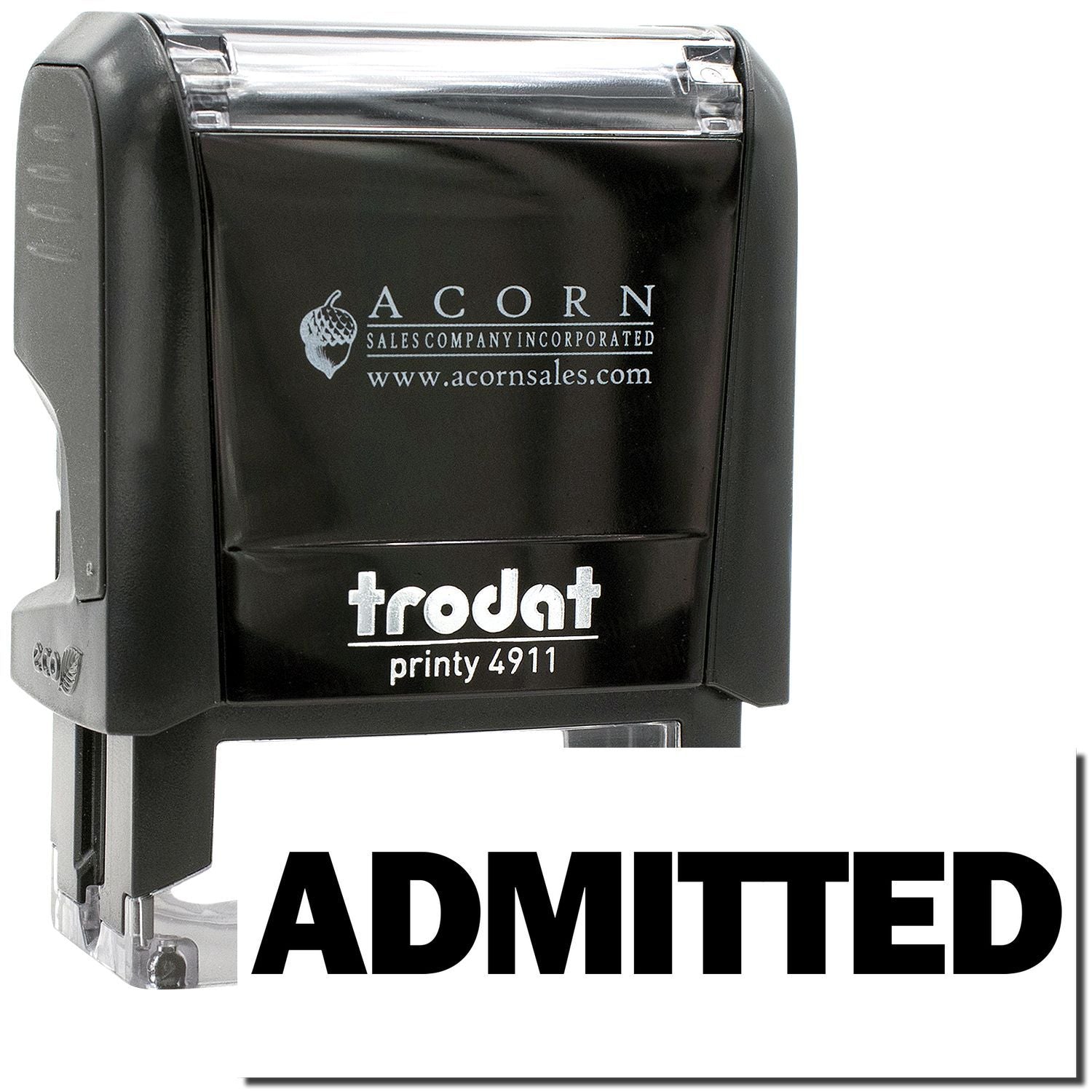 Black Trodat Printy 4911 self-inking ADMITTED stamp by Acorn Sales Company Incorporated