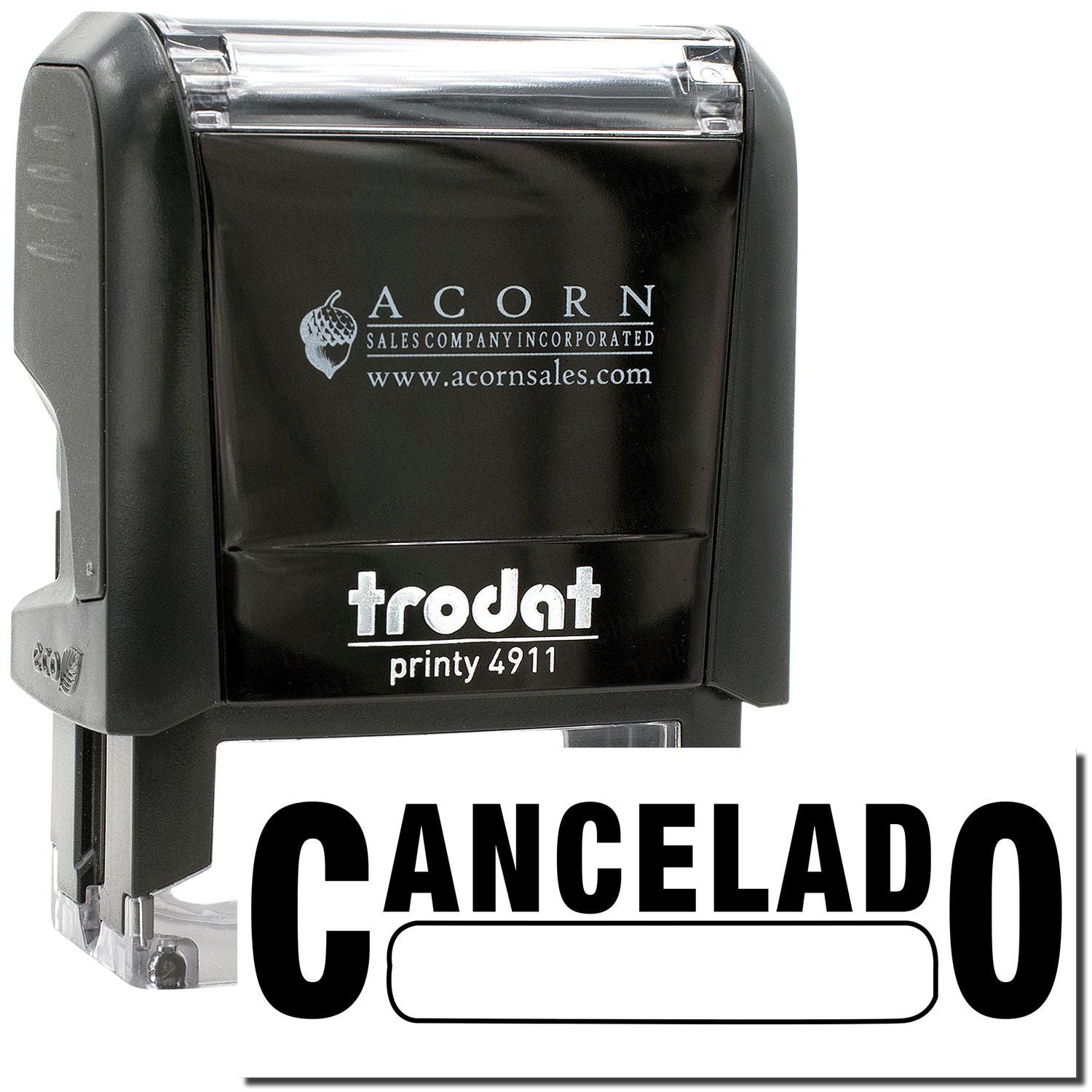 Sello automtico Trodat Printy 4911 negro con texto CANCELADO para oficina y documentos.