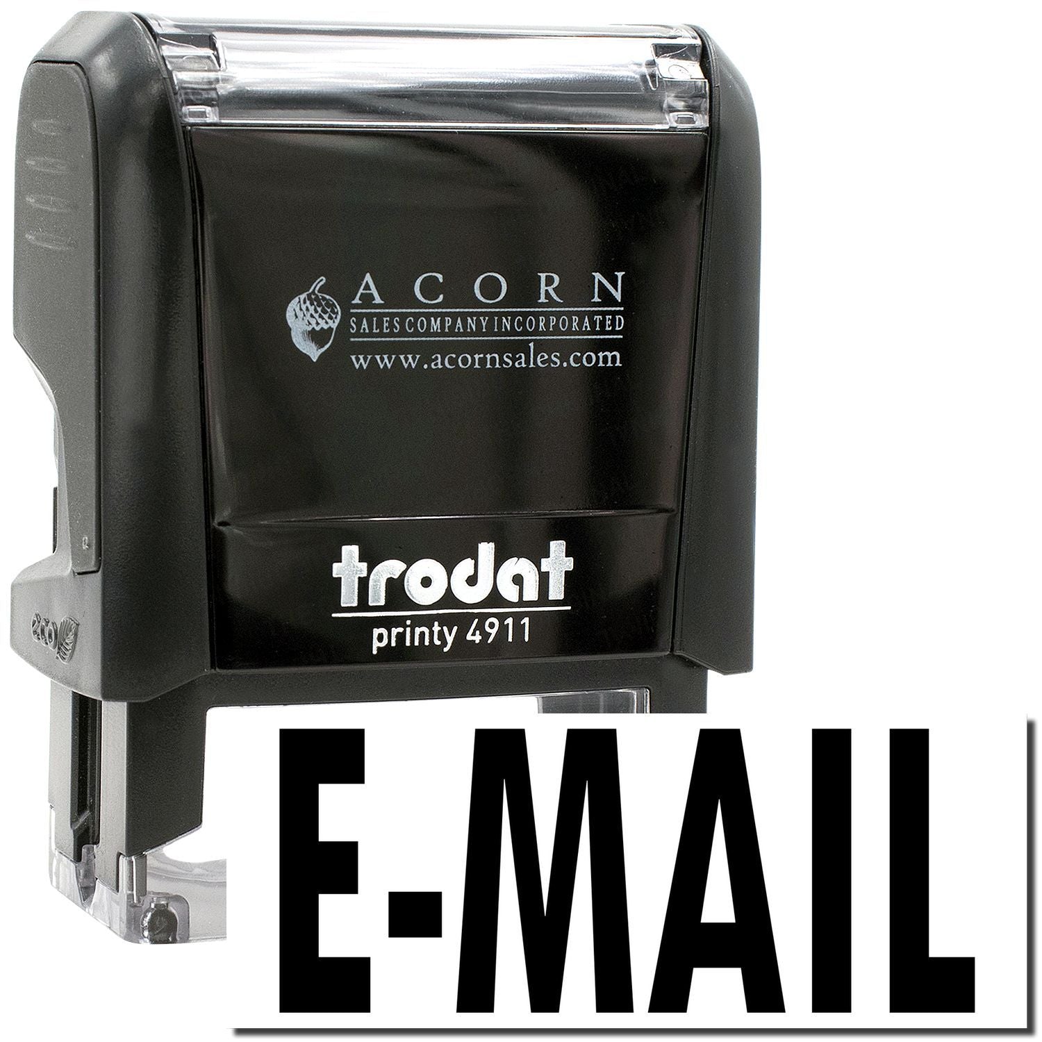 Trodat Printy 4911 E-Mail self-inking stamp, black office rubber stamp by Acorn Sales Company.