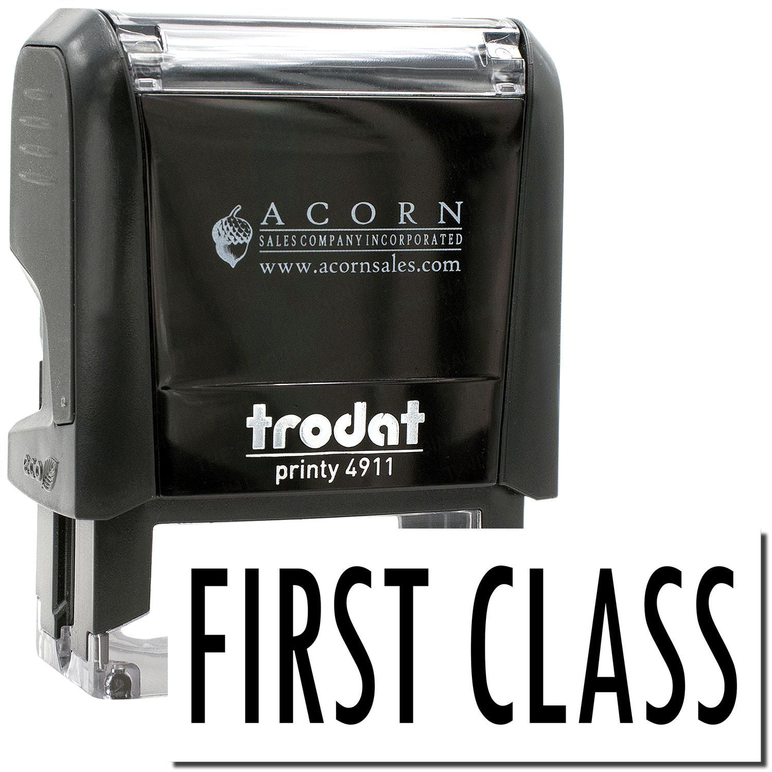 Black Trodat Printy 4911 first class rubber stamp by Acorn Sales Company Incorporated