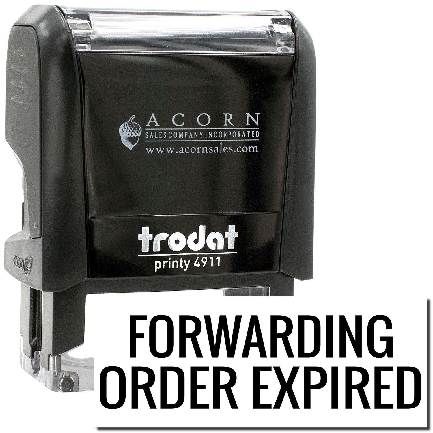Trodat Printy 4911 self-inking stamp with Forwarding Order Expired message