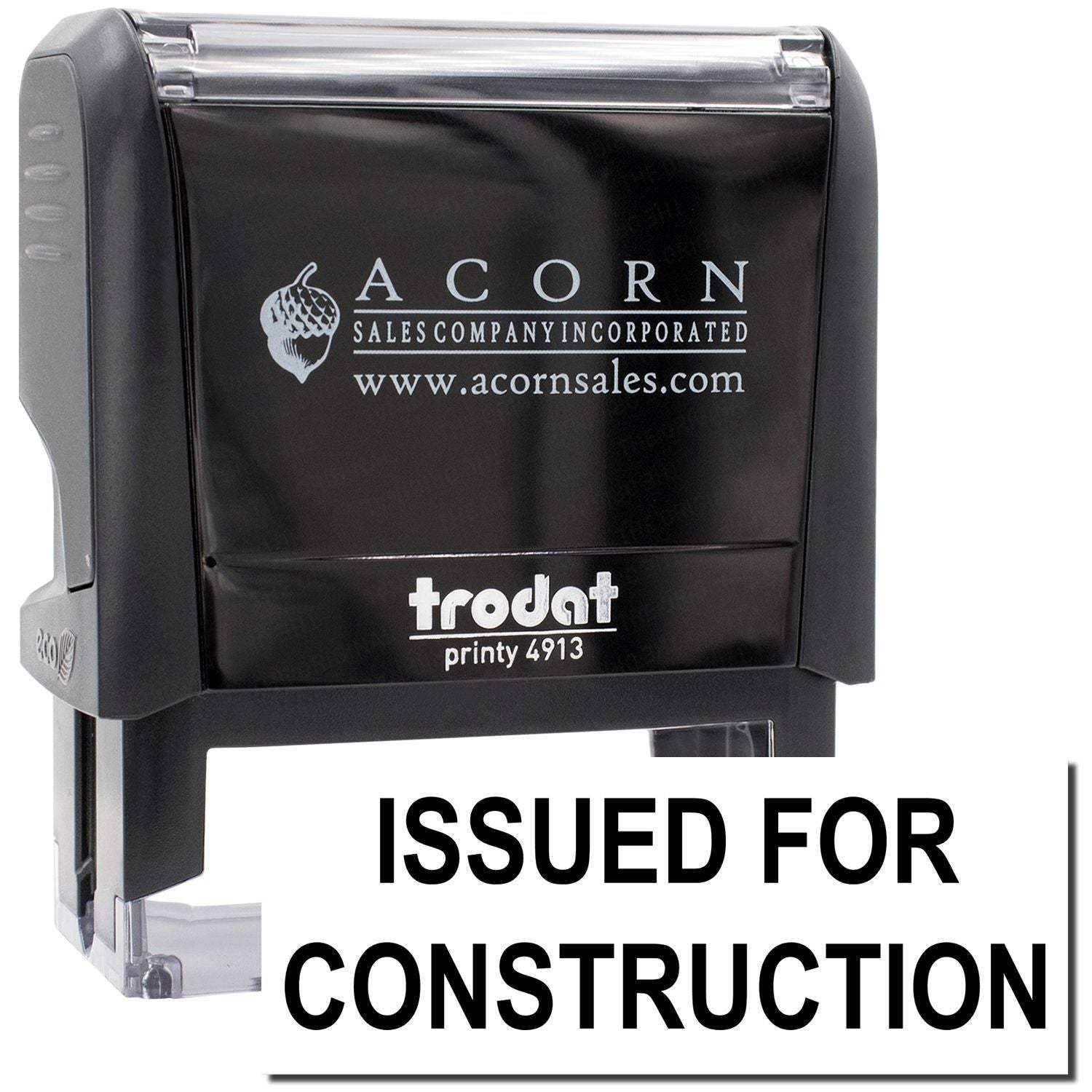 Custom Trodat self-inking stamp with Issued for Construction text for office and construction use