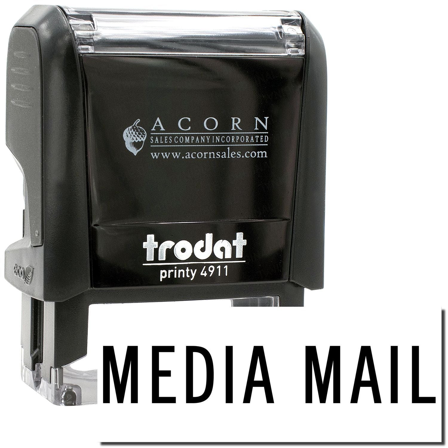 Black Trodat Printy 4911 Media Mail self-inking stamp for shipping and office use
