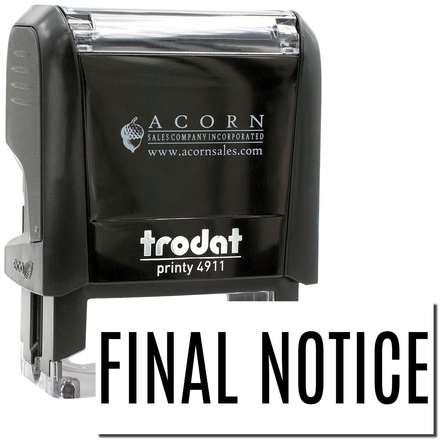 Trodat Printy 4911 self-inking final notice stamp, black Acorn Sales Company stamp