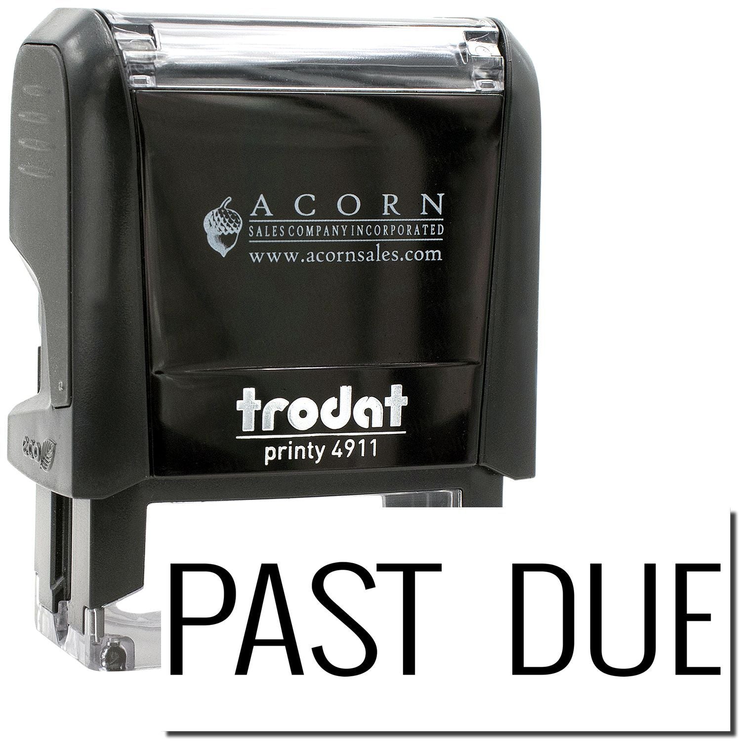 Trodat Printy 4911 self-inking PAST DUE rubber stamp by Acorn Sales Company.