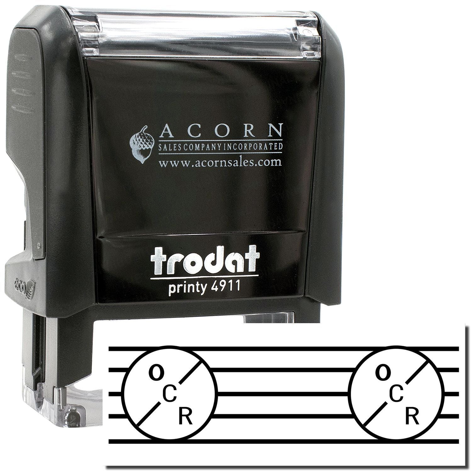 Trodat Printy 4911 self-inking rubber stamp with black ink and custom logo imprint option