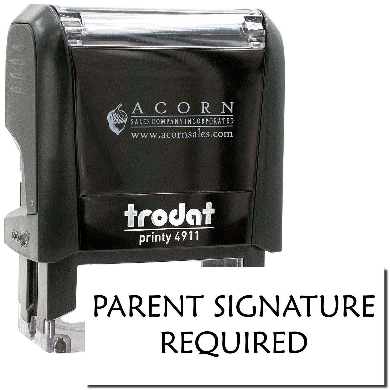 Trodat Printy 4911 self-inking stamp with Parent Signature Required text for office or school use