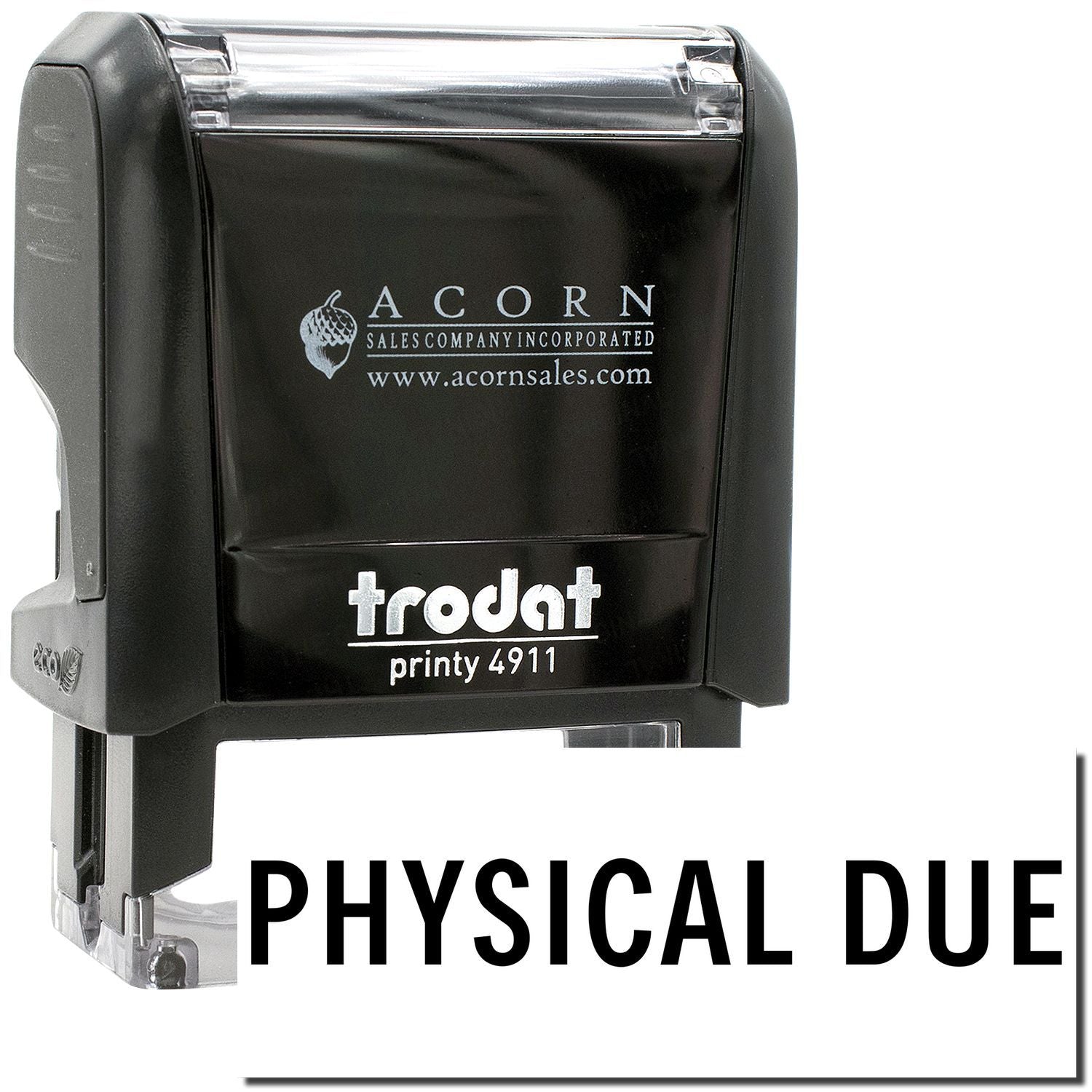 Black Trodat Printy 4911 self-inking Physical Due stamp by Acorn Sales Company Incorporated.