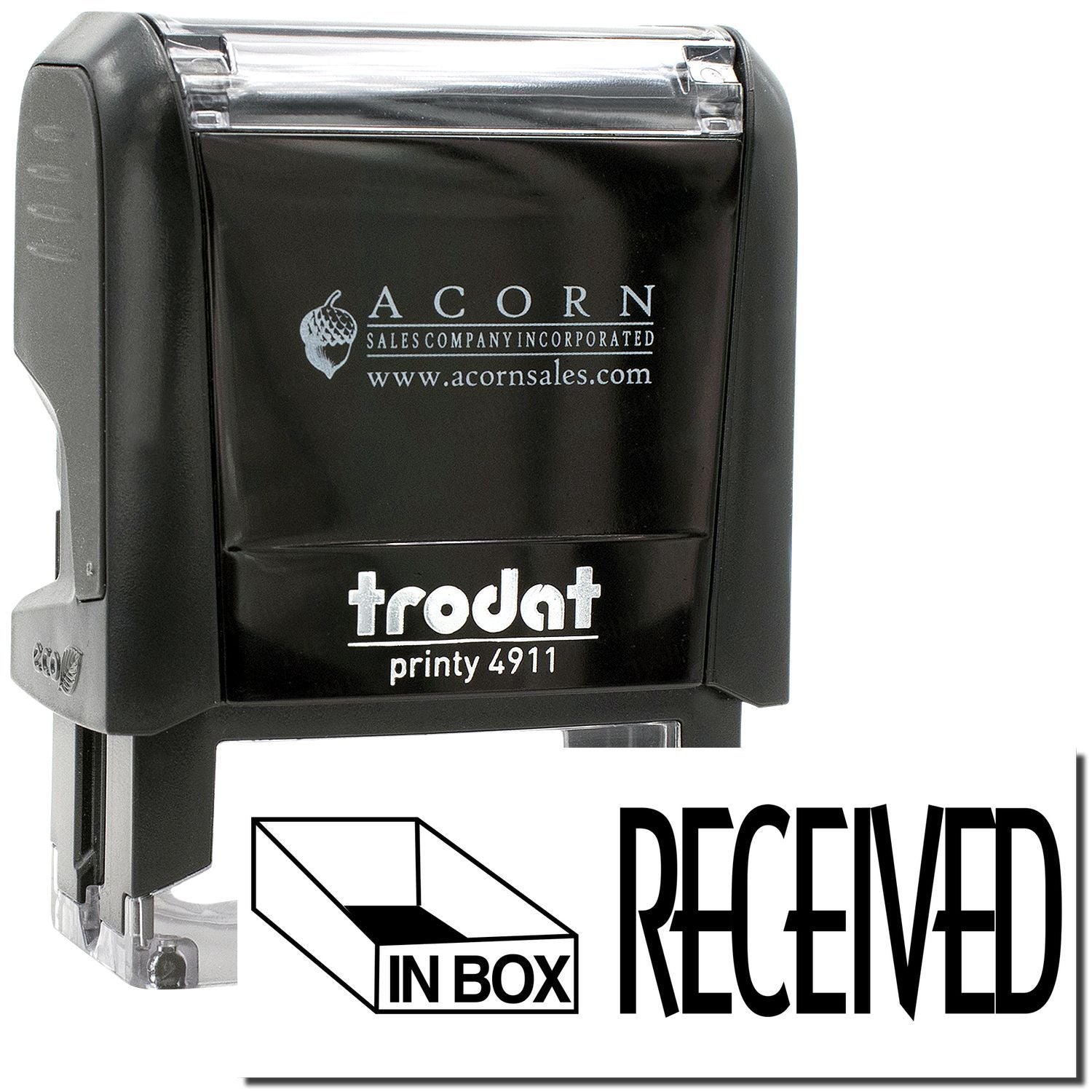 Trodat Printy 4911 self-inking received stamp, black office rubber stamp from Acorn Sales.