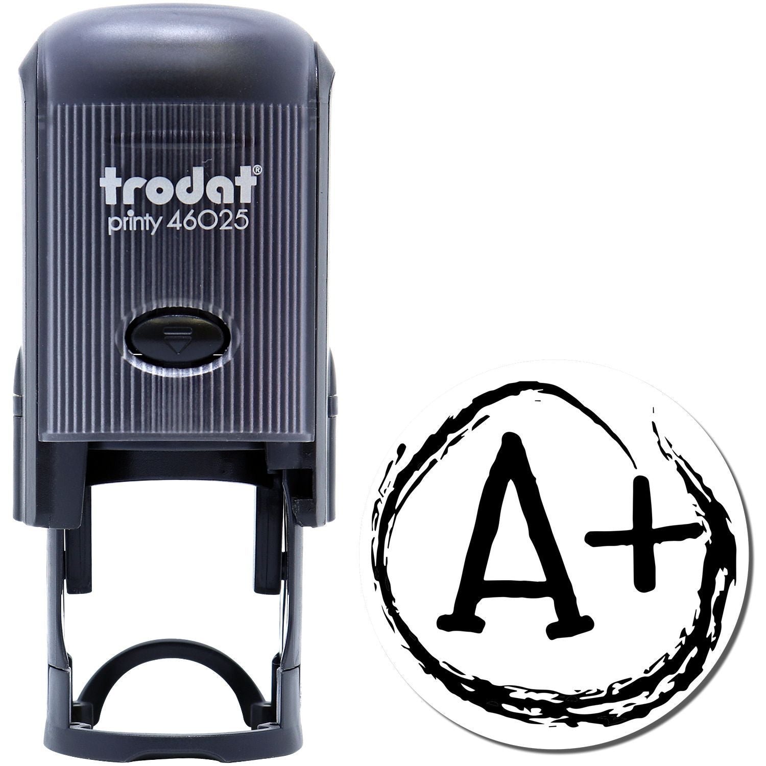 Trodat Printy 46025 self-inking stamp with A+ grade symbol on white background