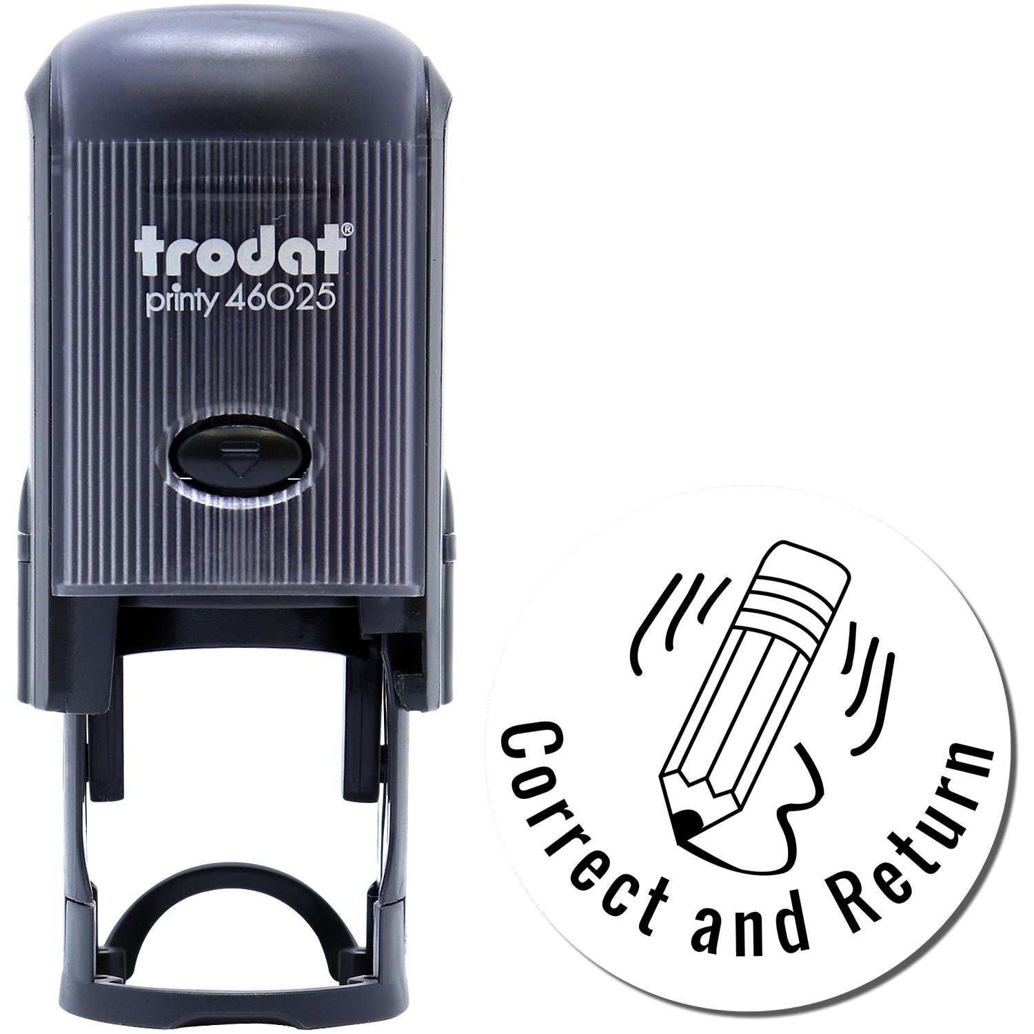 Trodat Printy 46025 self-inking correction and return stamp, black office stamp for mail and document handling