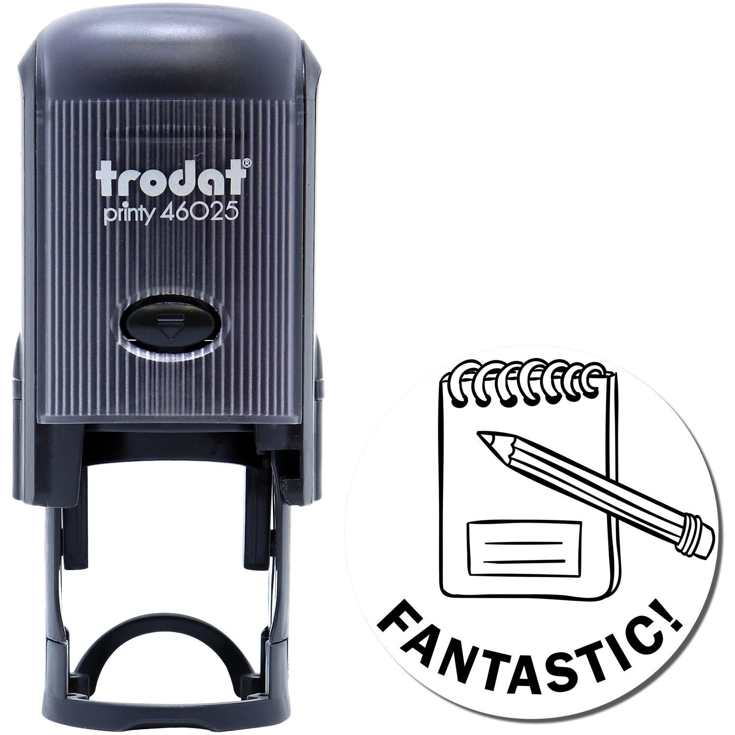 Trodat Printy 46025 self-inking stamp with Fantastic! notepad icon design
