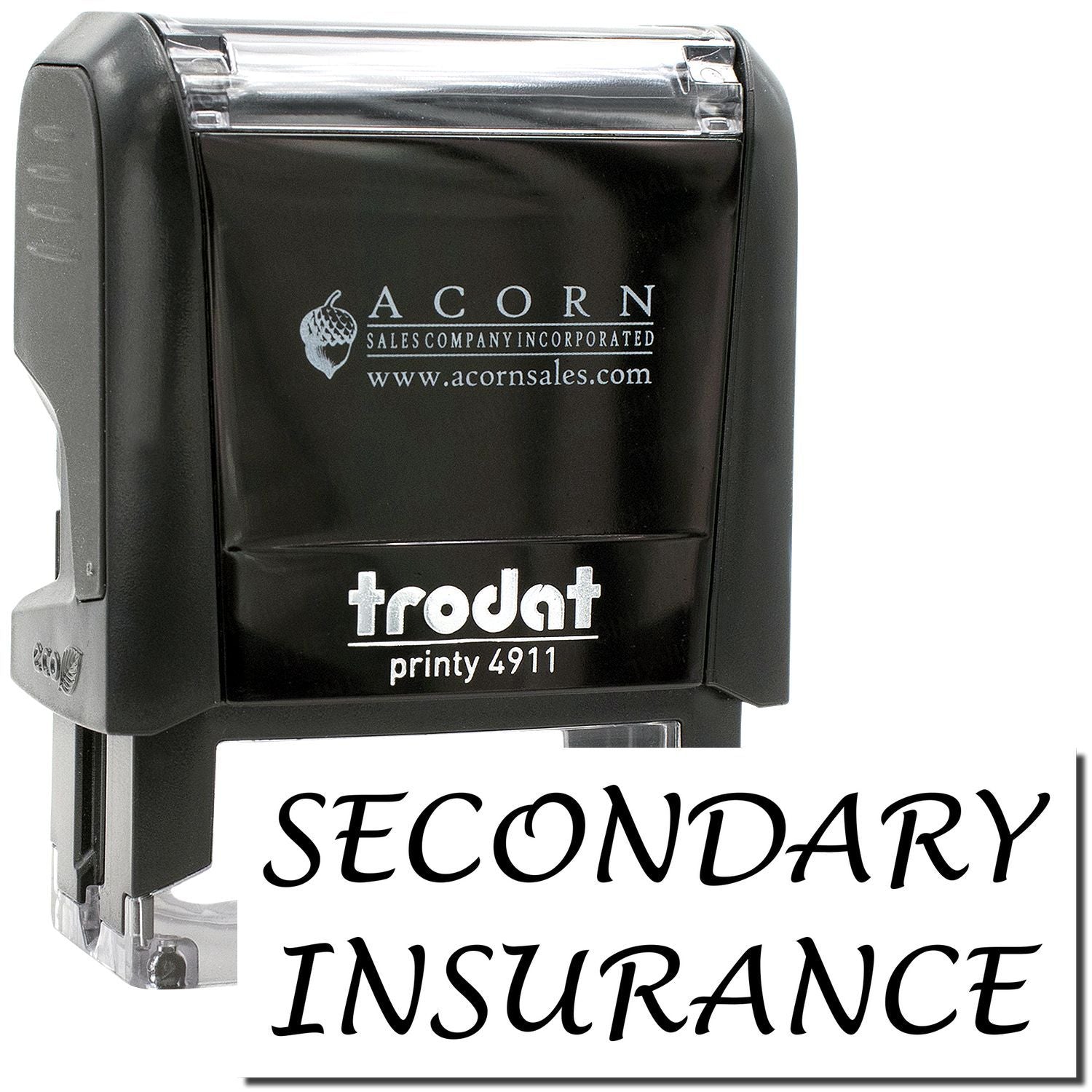 Trodat Printy 4911 secondary insurance self-inking stamp in black for office and medical use