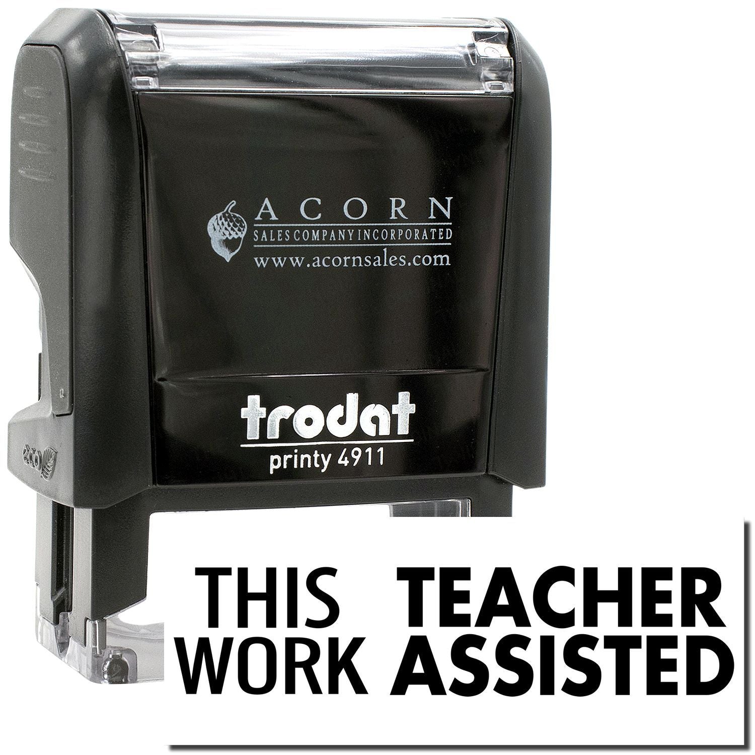 Trodat Printy 4911 self-inking teacher work assisted stamp in black by Acorn Sales