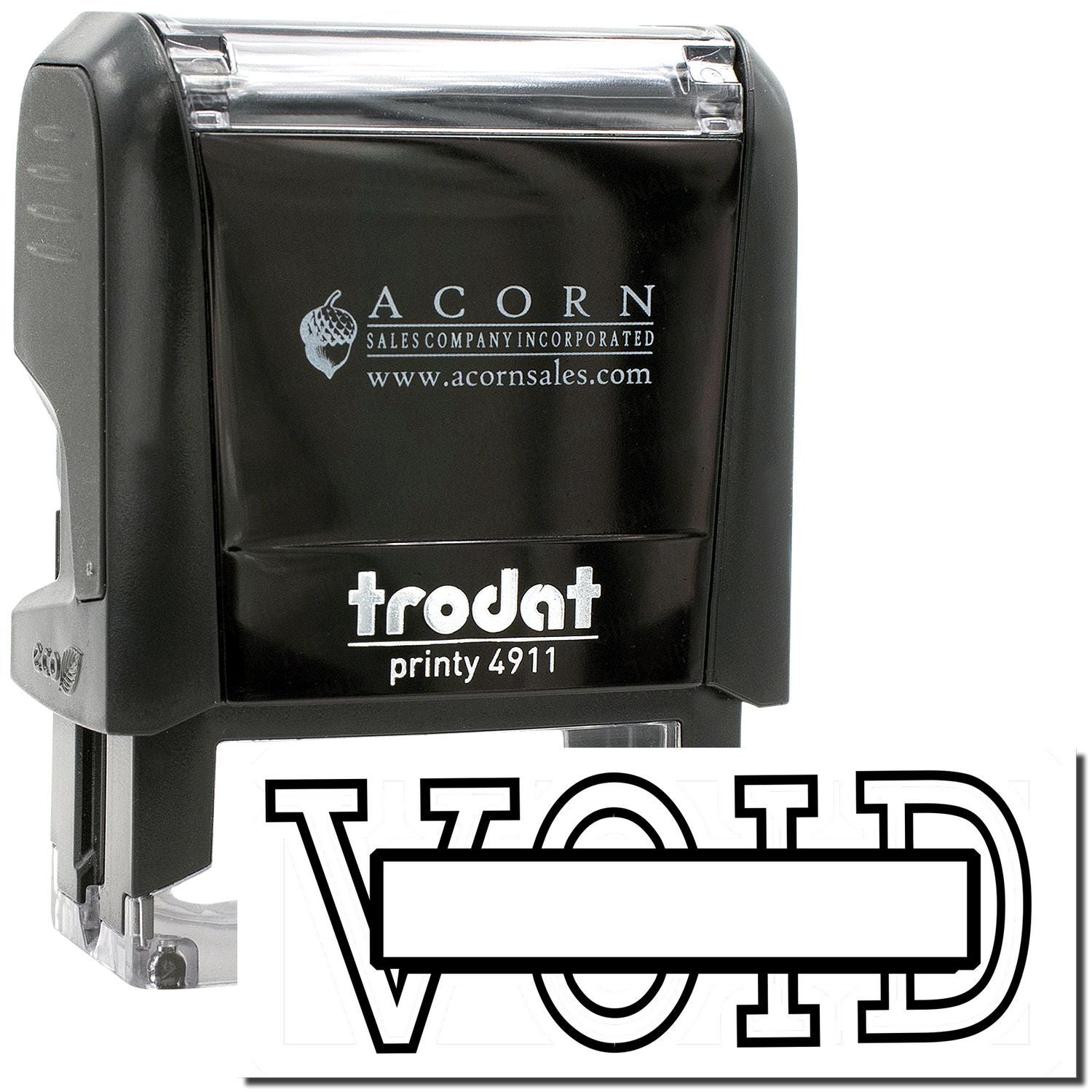 Trodat Printy 4911 self-inking VOID stamp by Acorn Sales, black rubber stamp for document marking