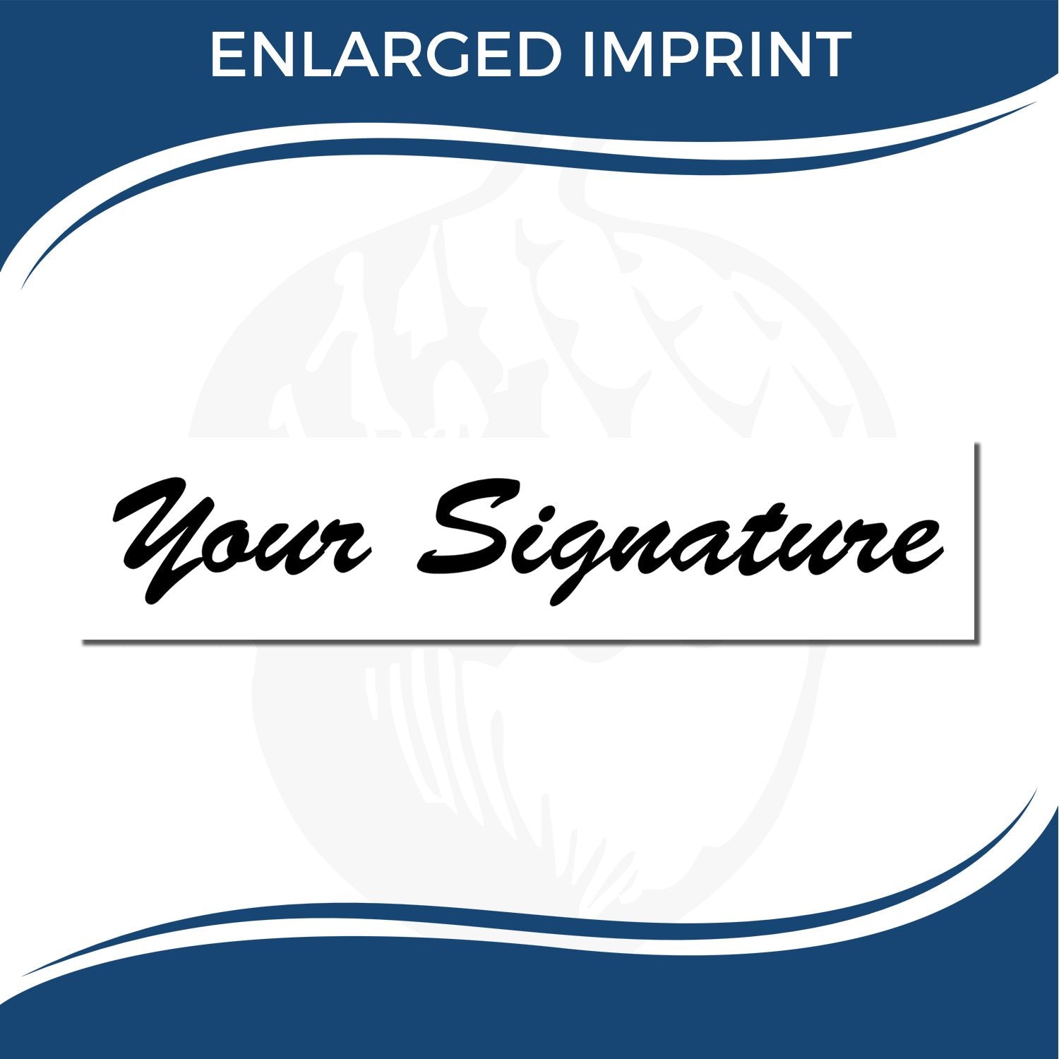 Blue and white enlarged imprint template with Your Signature text, ideal for custom logo or signature design.