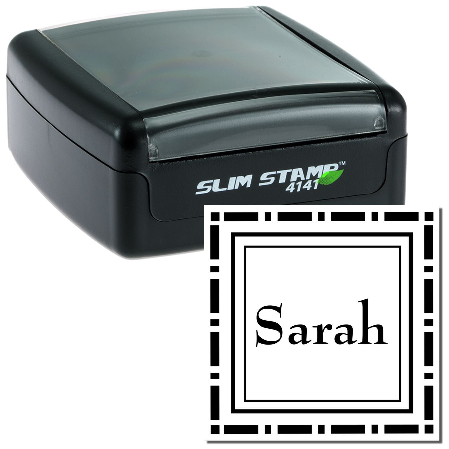Custom self-inking rubber stamp with Sarah name design for personalized stationery, office, and craft use.