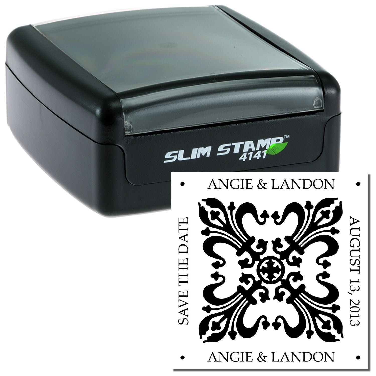 Angle & Landon Slim Stamp 4141 self-inking stamp for dates, addresses, and labelingcompact inked marking tool.