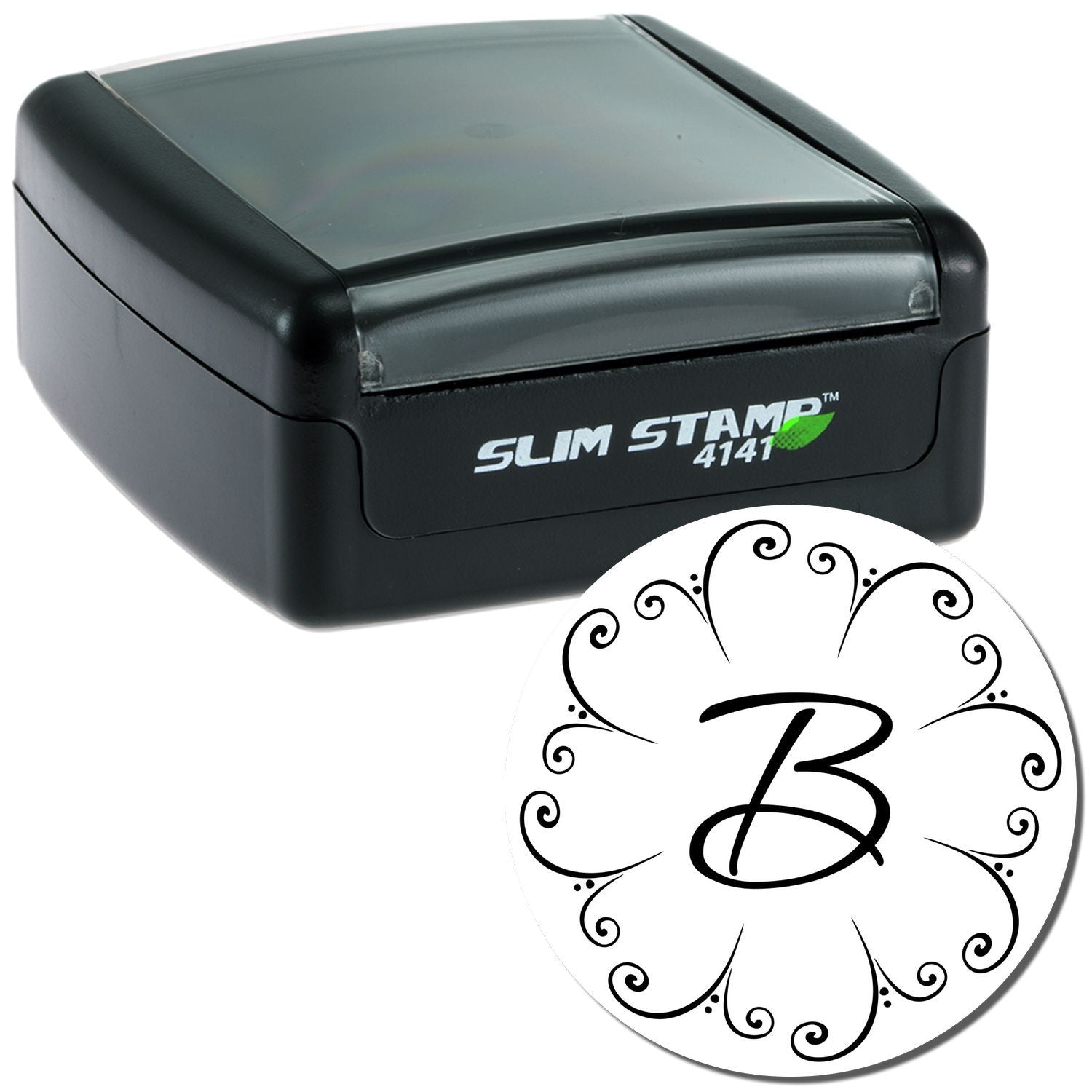 Slim Stamp 4141 self-inking stamp with decorative butterfly 3 mark for quick document labeling and date stamping