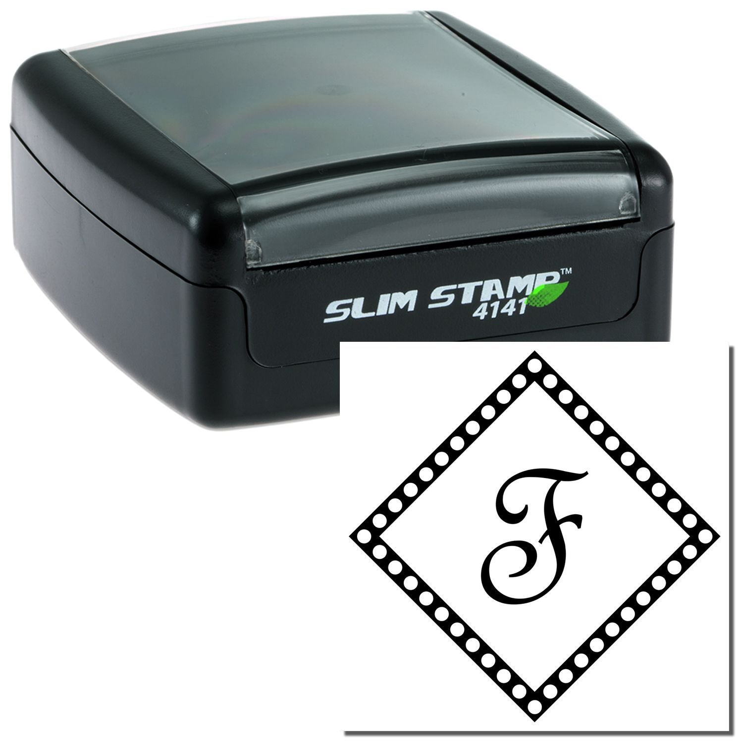 Slim Stamp 4141 stamp device with sample imprint for fast, clean numbering and labeling.