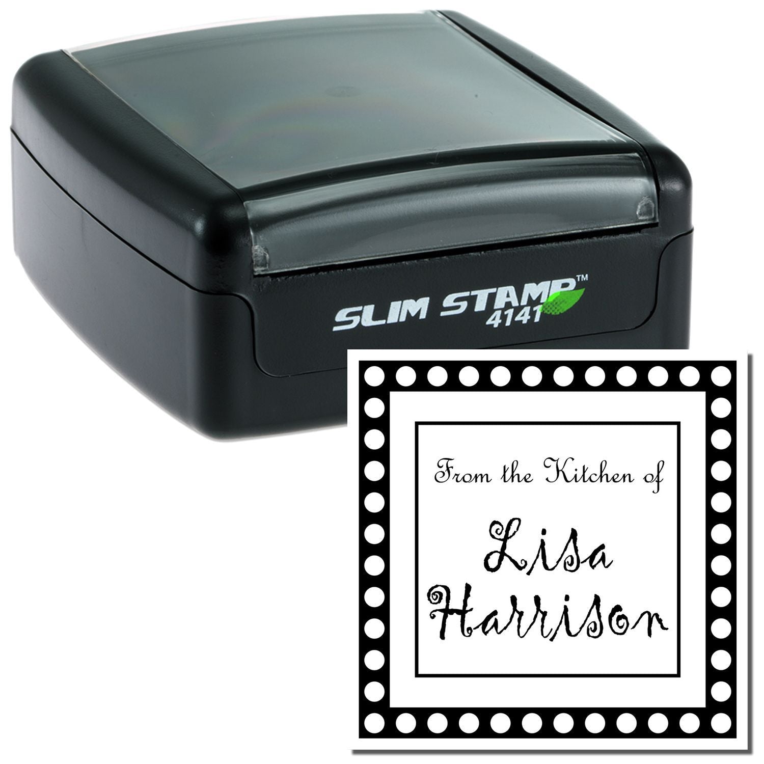 Slim Stamp 4141 self-inking custom From the Kitchen of Lisa Harrison stamp for jars, envelopes, and gifts