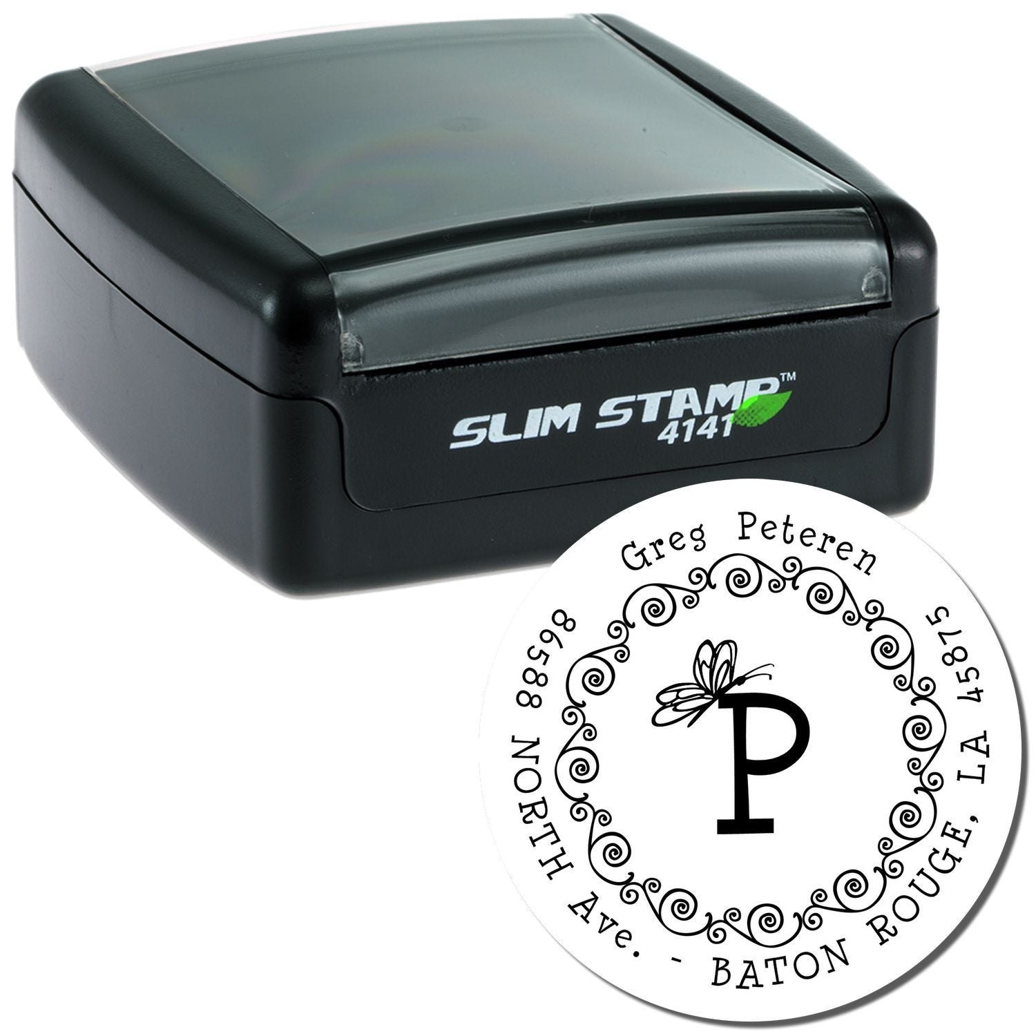 Slim Stamp 4141 self-inking personalized round seal stamp for crafts, labeling, school name tags, and return address marking quickly
