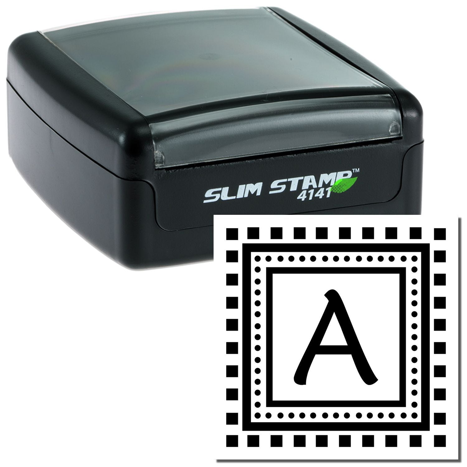 SLIM STAMP 4141 self-inking letter A stamp with protective black casing for fast home and office document labeling and crafts