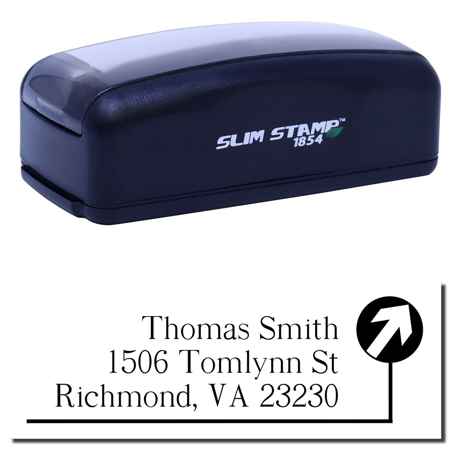 Slim Stamp 1854 custom address rubber stamp with name and Richmond, VA return address imprint