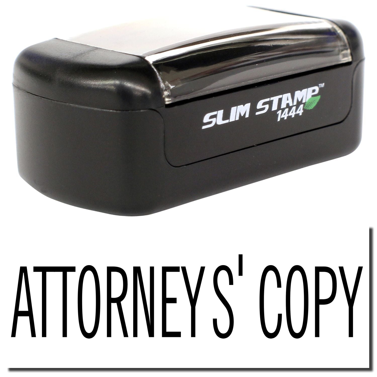 Black Slim Stamp 1444 Attorneys Copy self-inking legal document stamp on white background