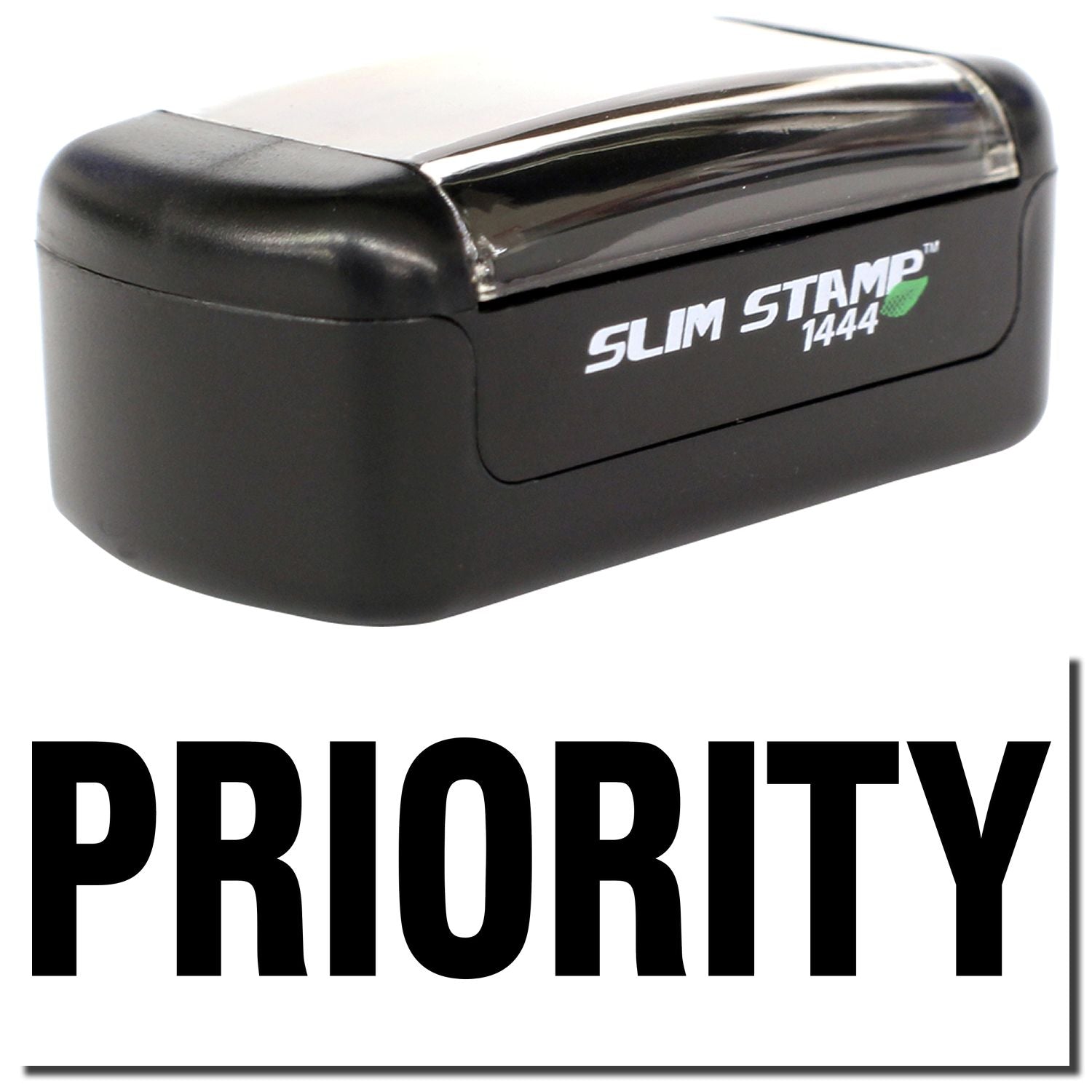 Black Slim Stamp 1444 self-inking priority stamp with PRIORITY text on a white background