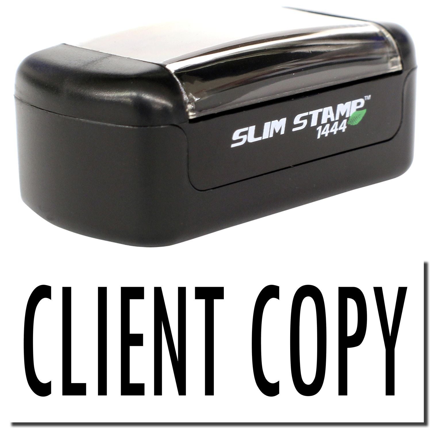 Black Slim Stamp 1444 self-inking client copy stamp on white background
