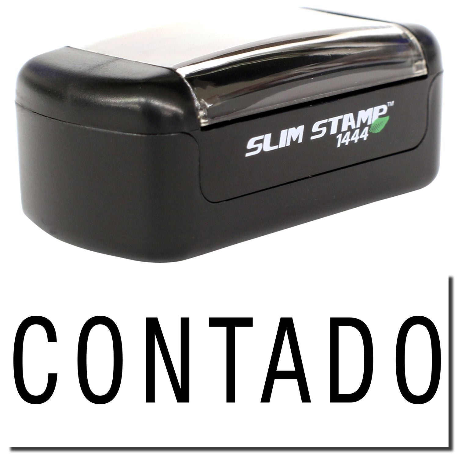 Black Slim Stamp 1444 self-inking stamp with CONTADO text on a white background