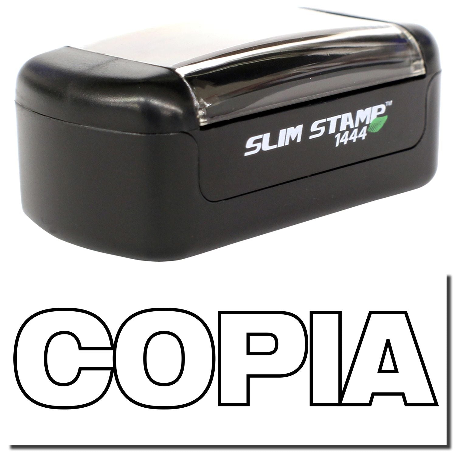 Black Slim Stamp 1444 office stamp with COPIA text, ideal for document marking and copy approval.