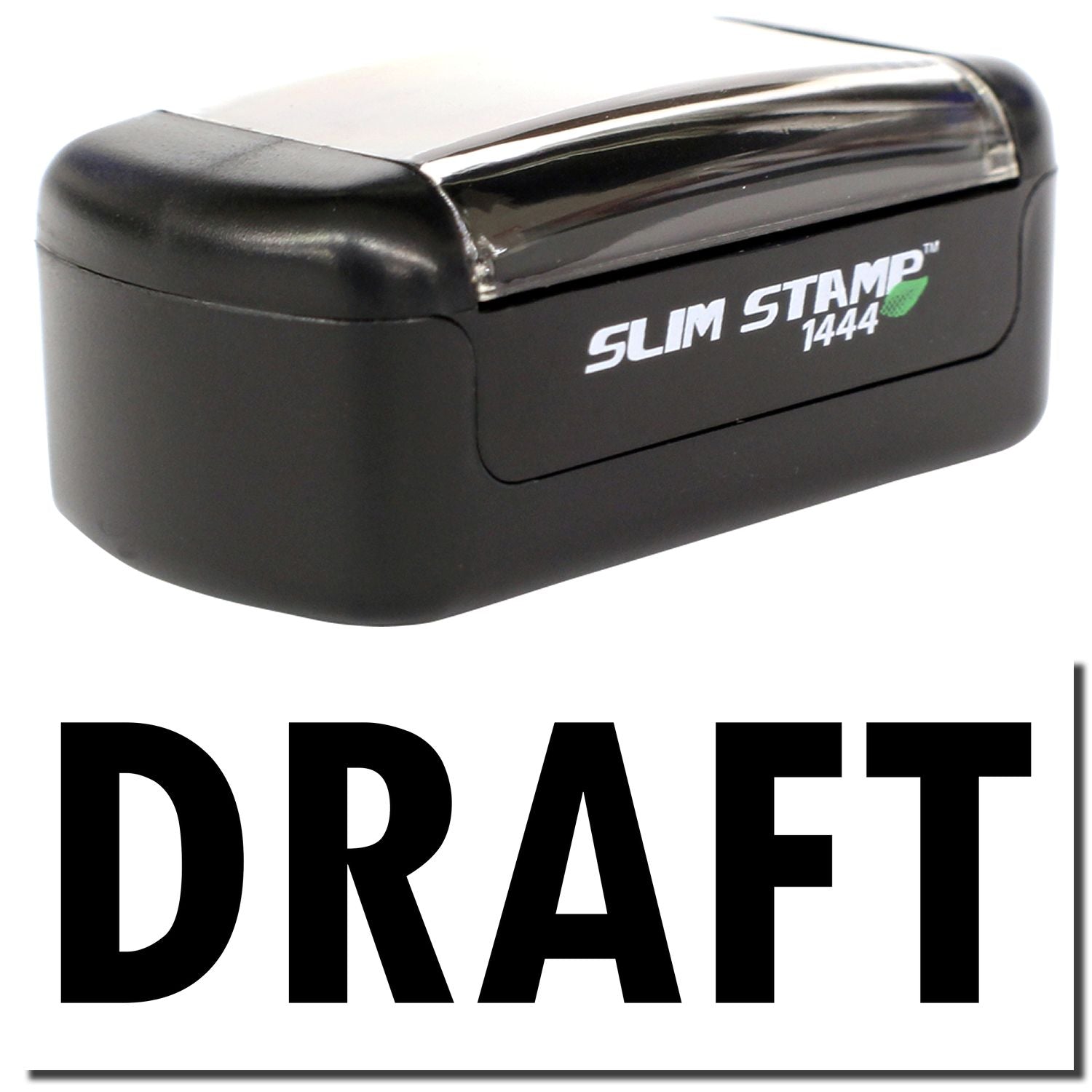 Black Slim Stamp 1444 self-inking draft stamp for office documents and approvals