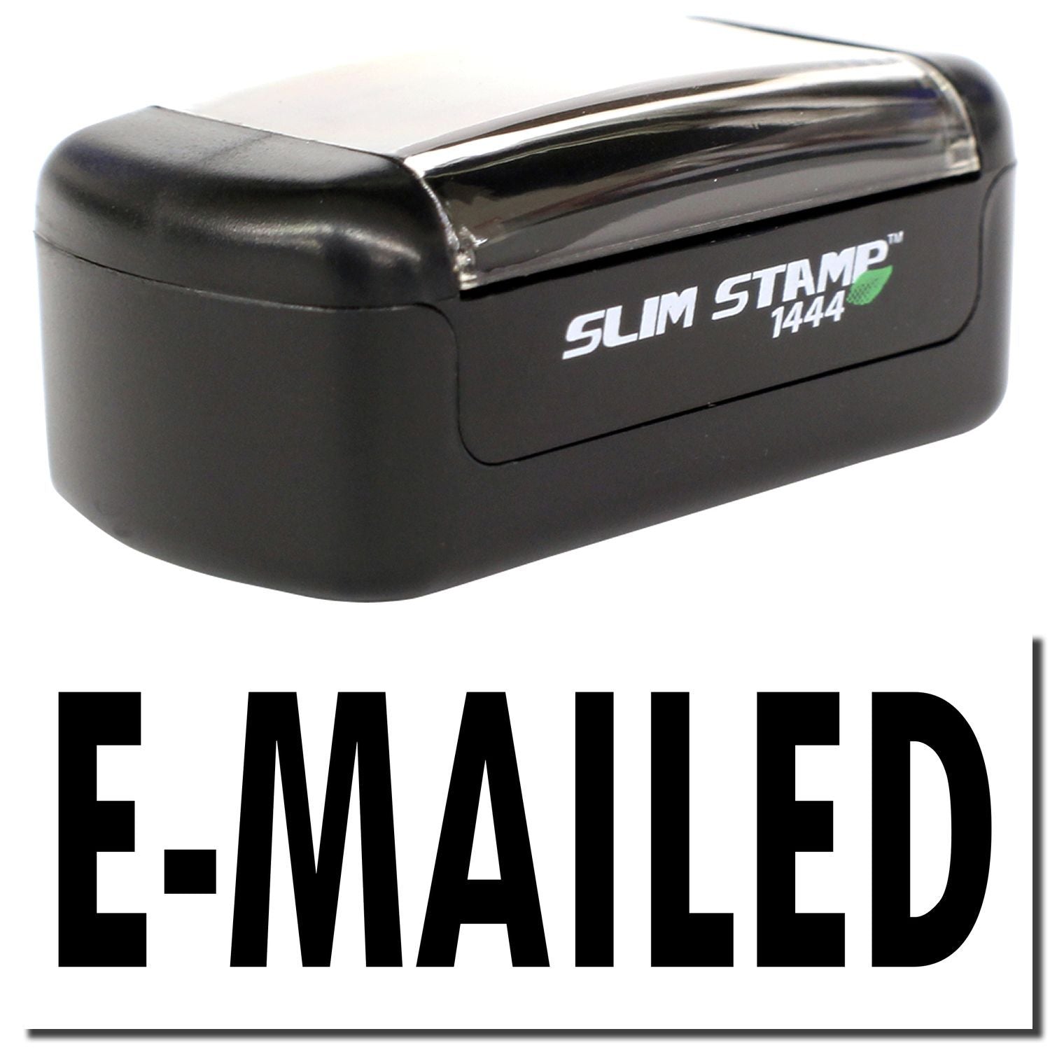 Black Slim Stamp 1444 self-inking e-mailed stamp with compact rectangular design for office document marking