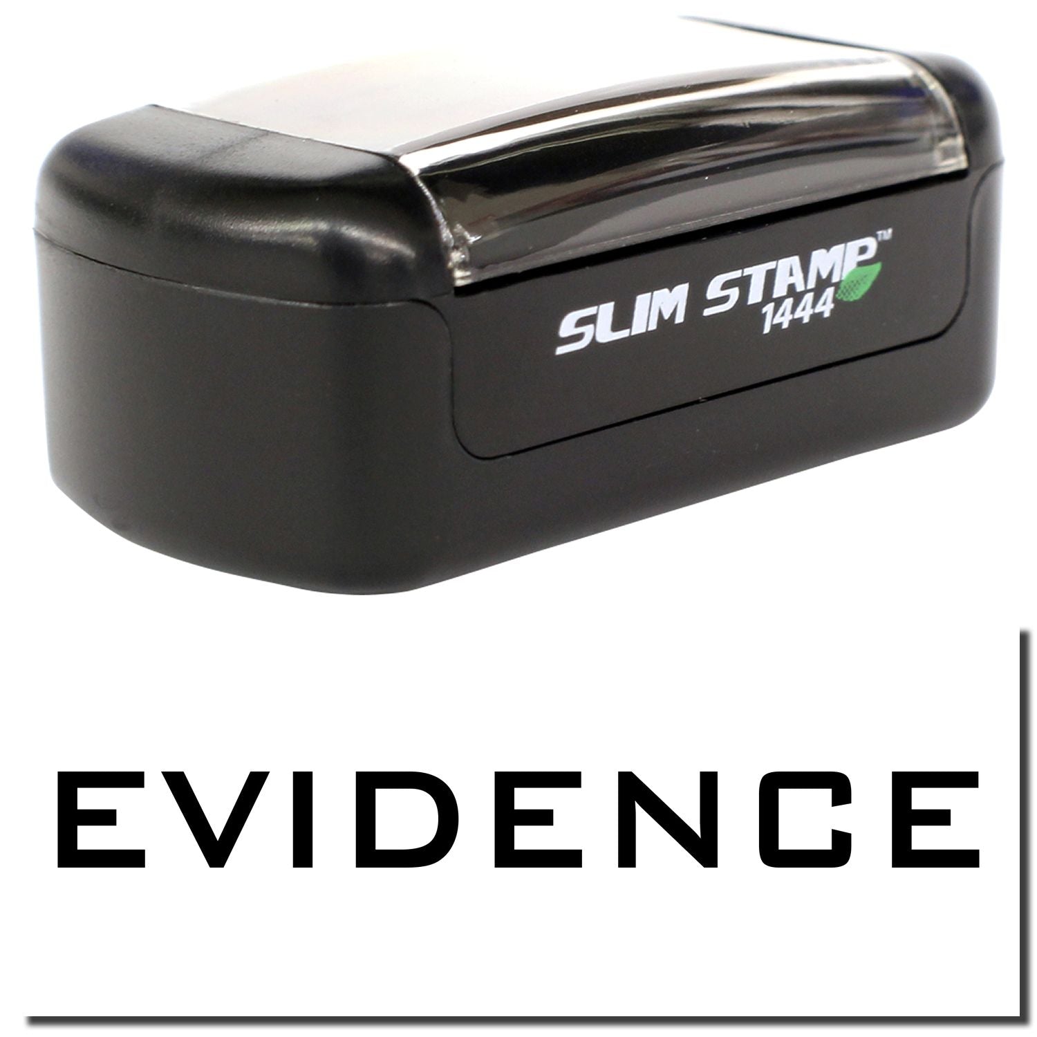 Black Slim Stamp 1444 evidence rubber stamp for office document marking