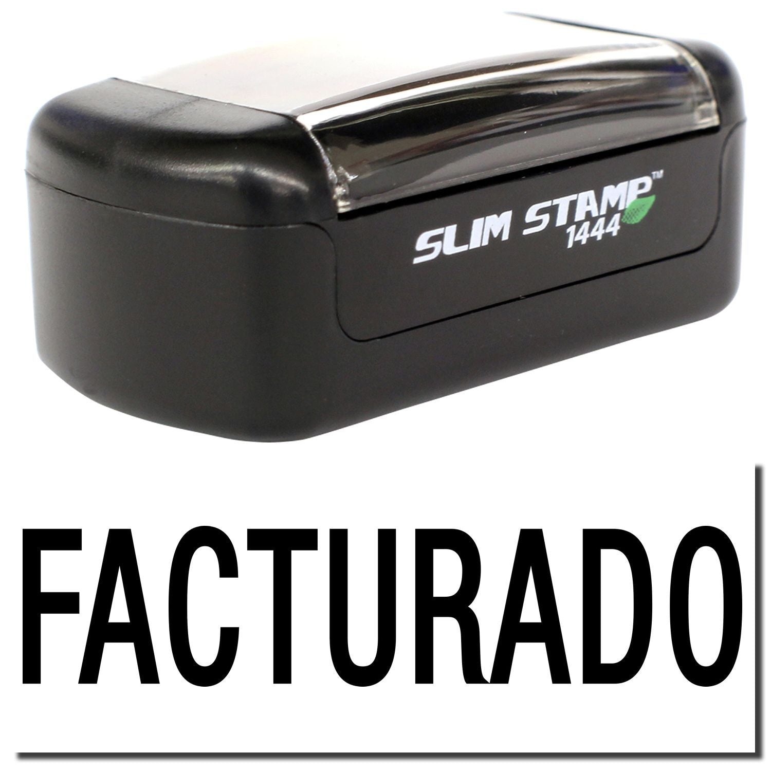 Slim Stamp 1444 self-inking stamp with FACTURADO label on a white background.