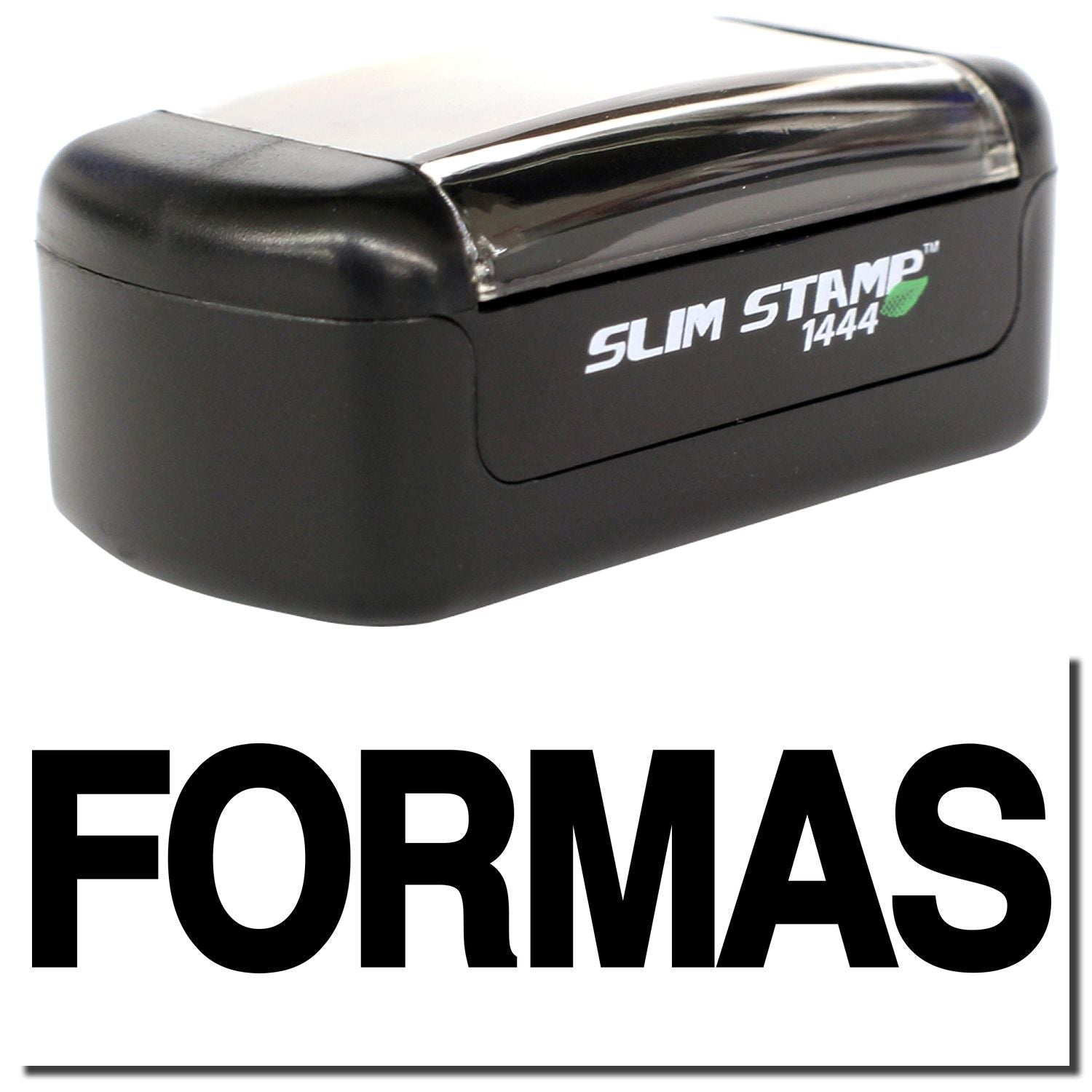 Black Formas Slim Stamp 1444 desktop stapler or stamp device on a white background.