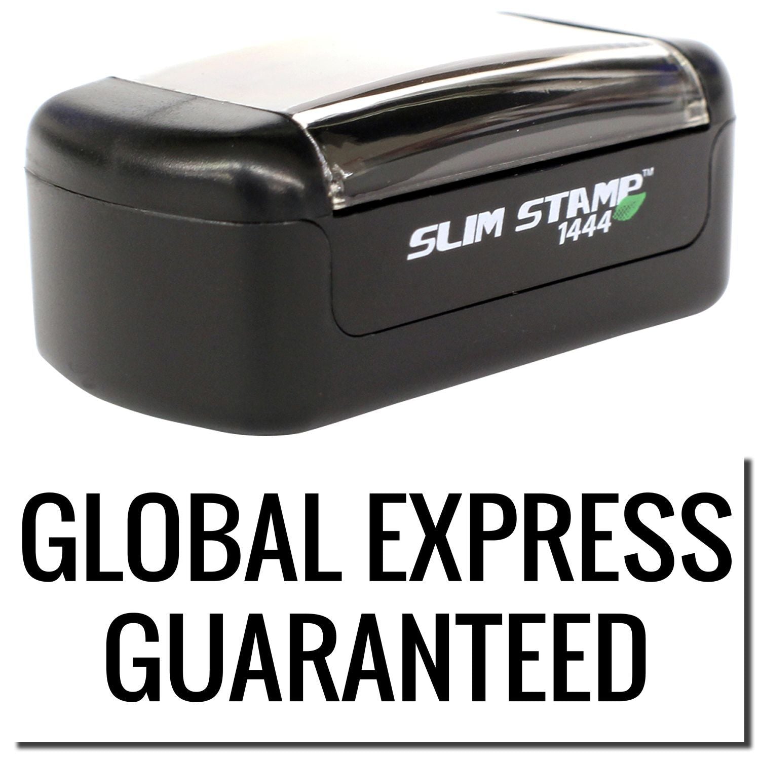 Slim Stamp 1444 self-inking stamp with Global Express Guaranteed text on white background.