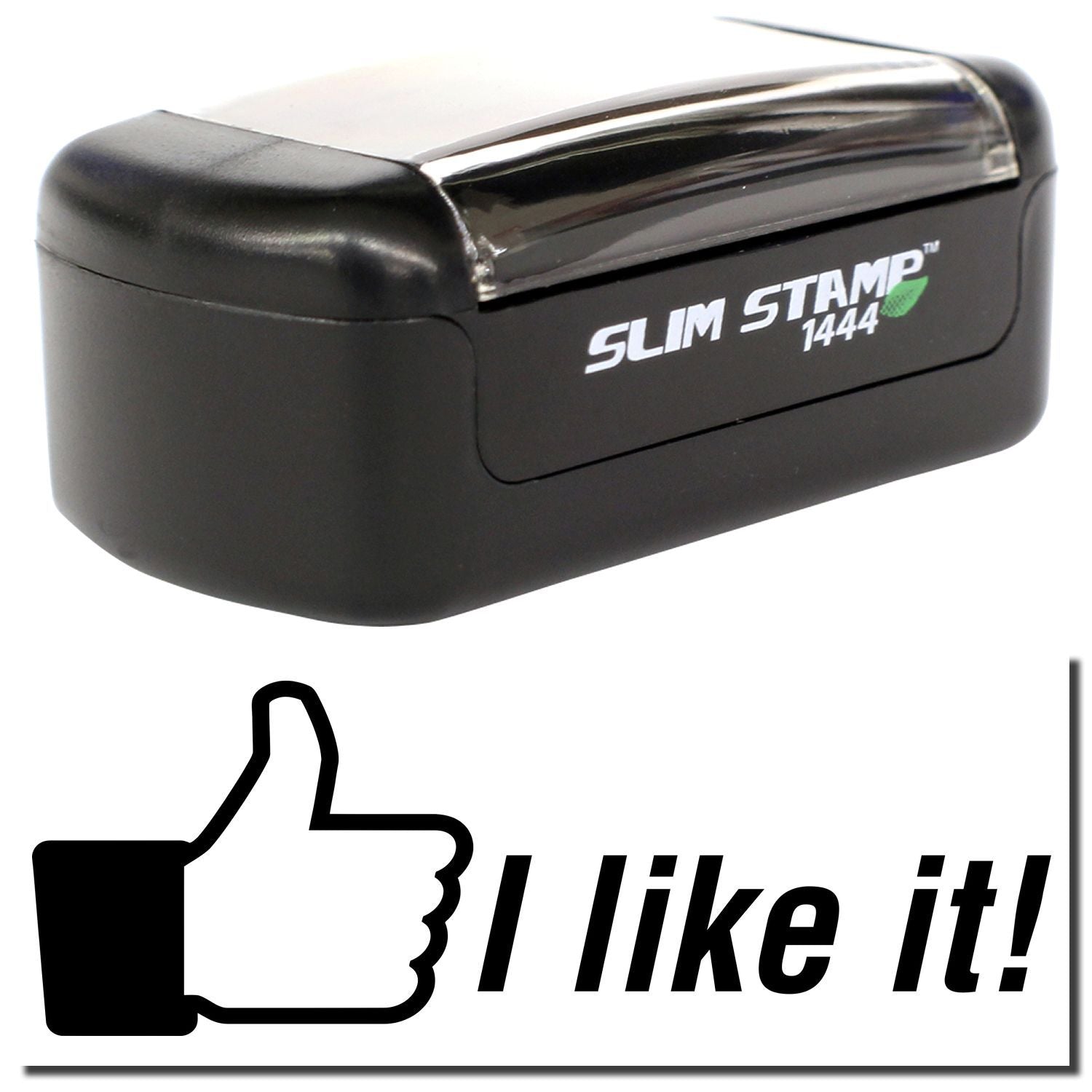 Black Slim Stamp 1444 self-inking stamp with thumbs-up I like it! graphic.