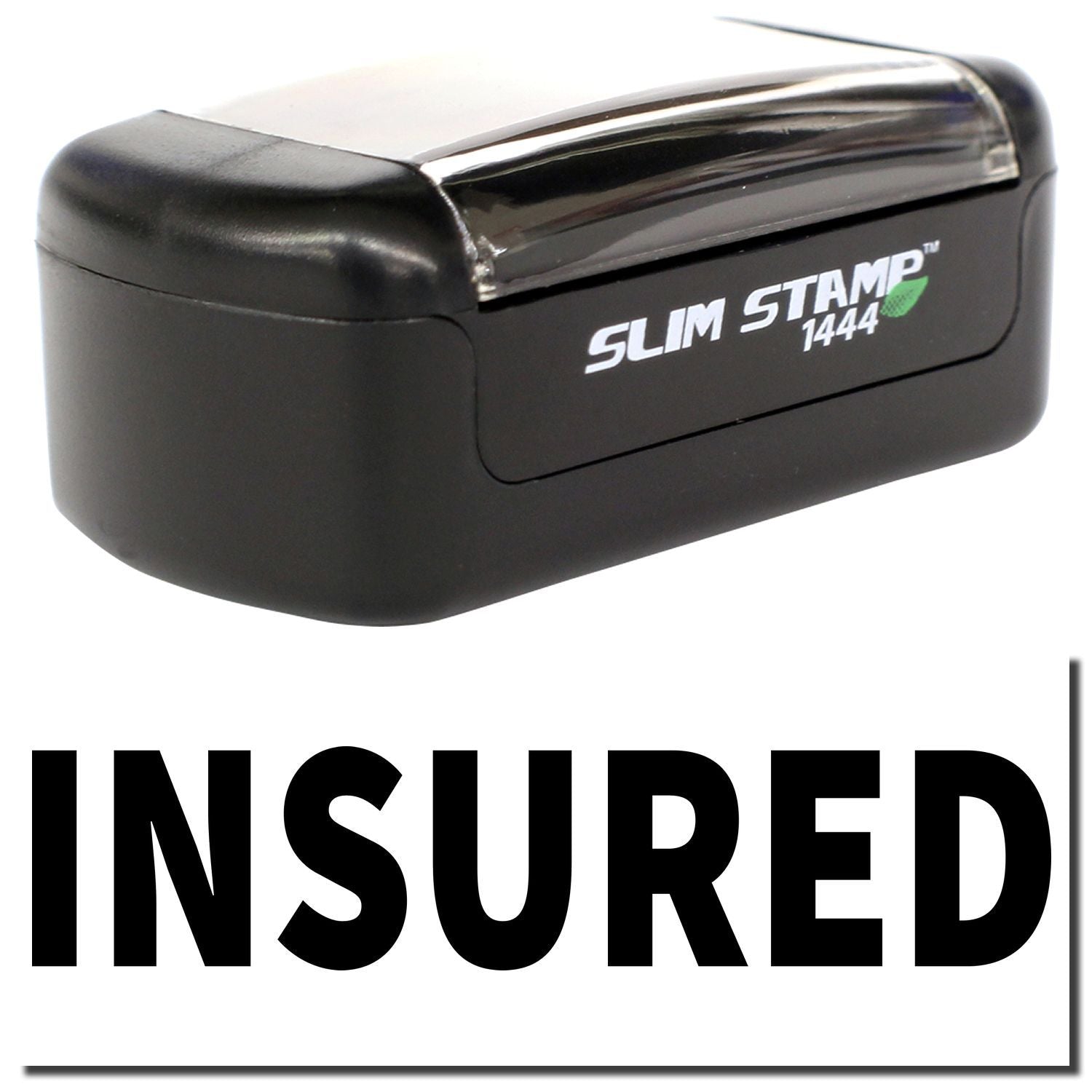 Black Slim Stamp 1444 self-inking insured stamp for office document marking