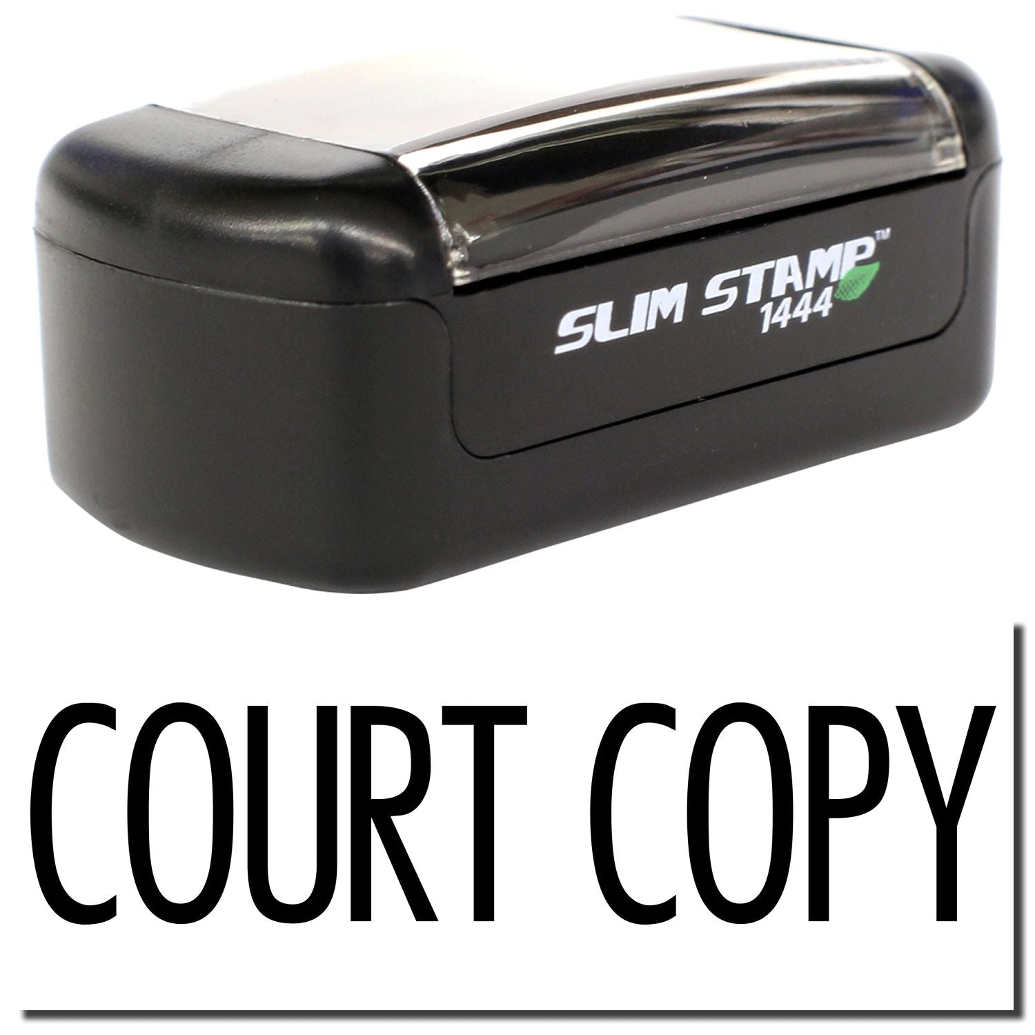 Black Slim Stamp 1444 court copy self-inking stamp for legal documents and office use