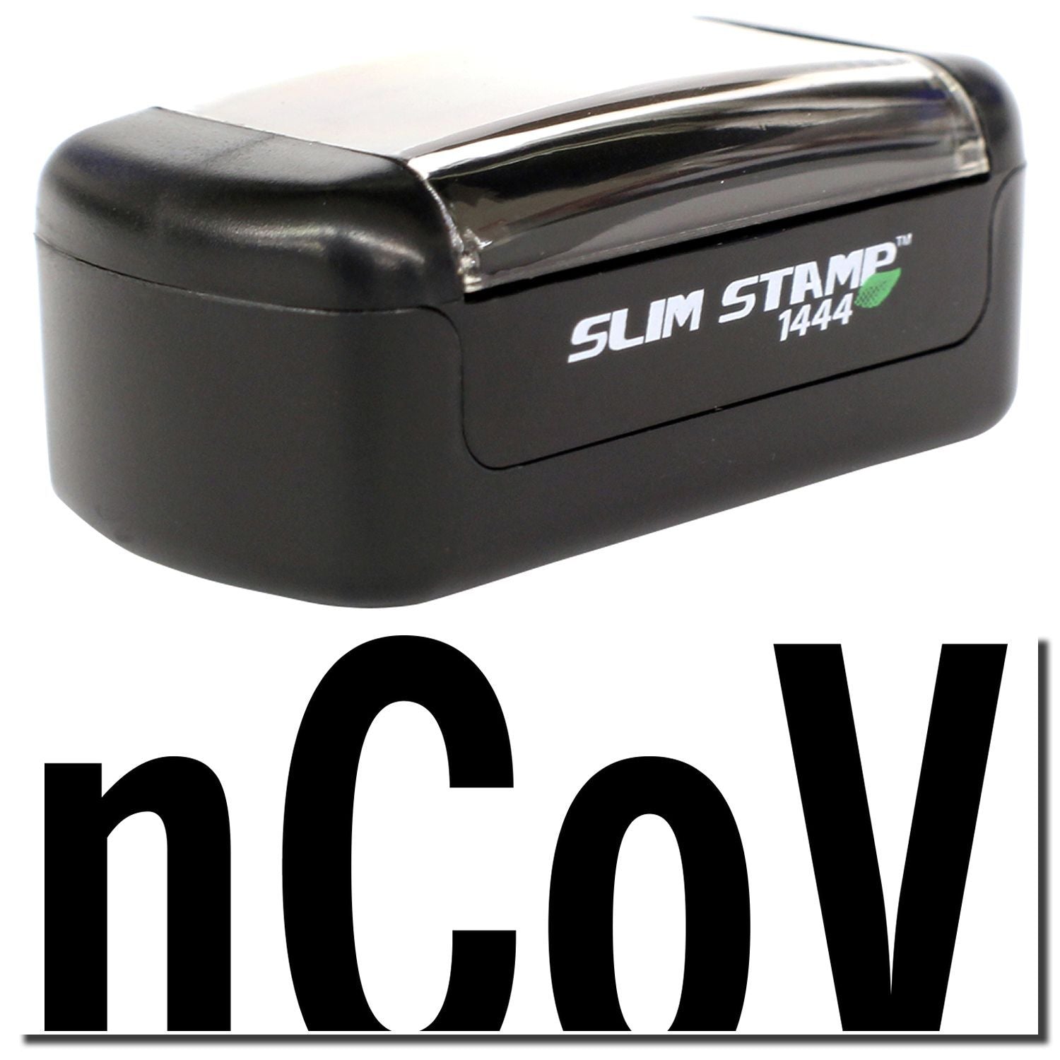 Black Slim Stamp 1444 nCoV stamp on white background