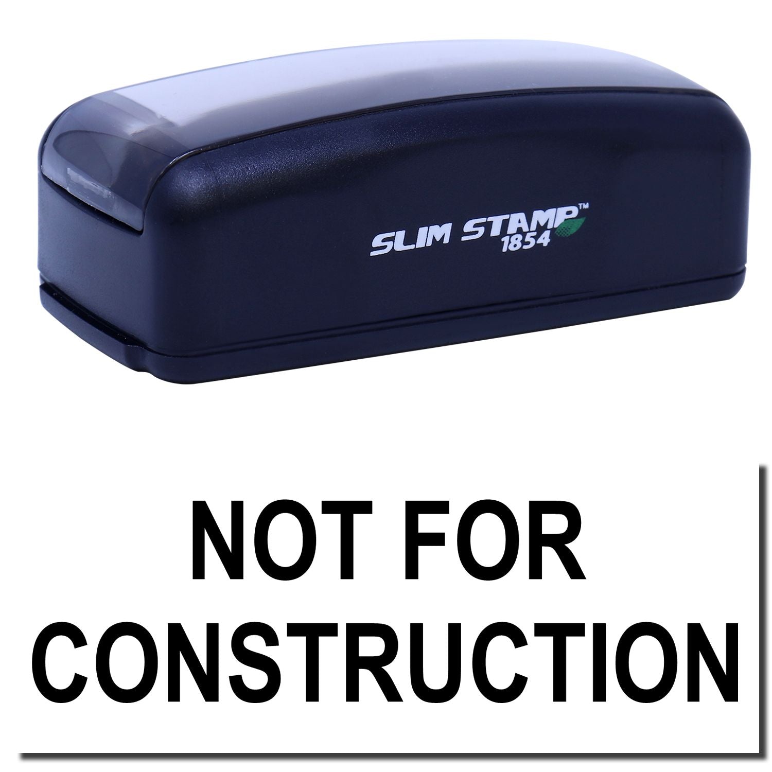 Slim Stamp 1854 custom rubber stamp with NOT FOR CONSTRUCTION text on white background