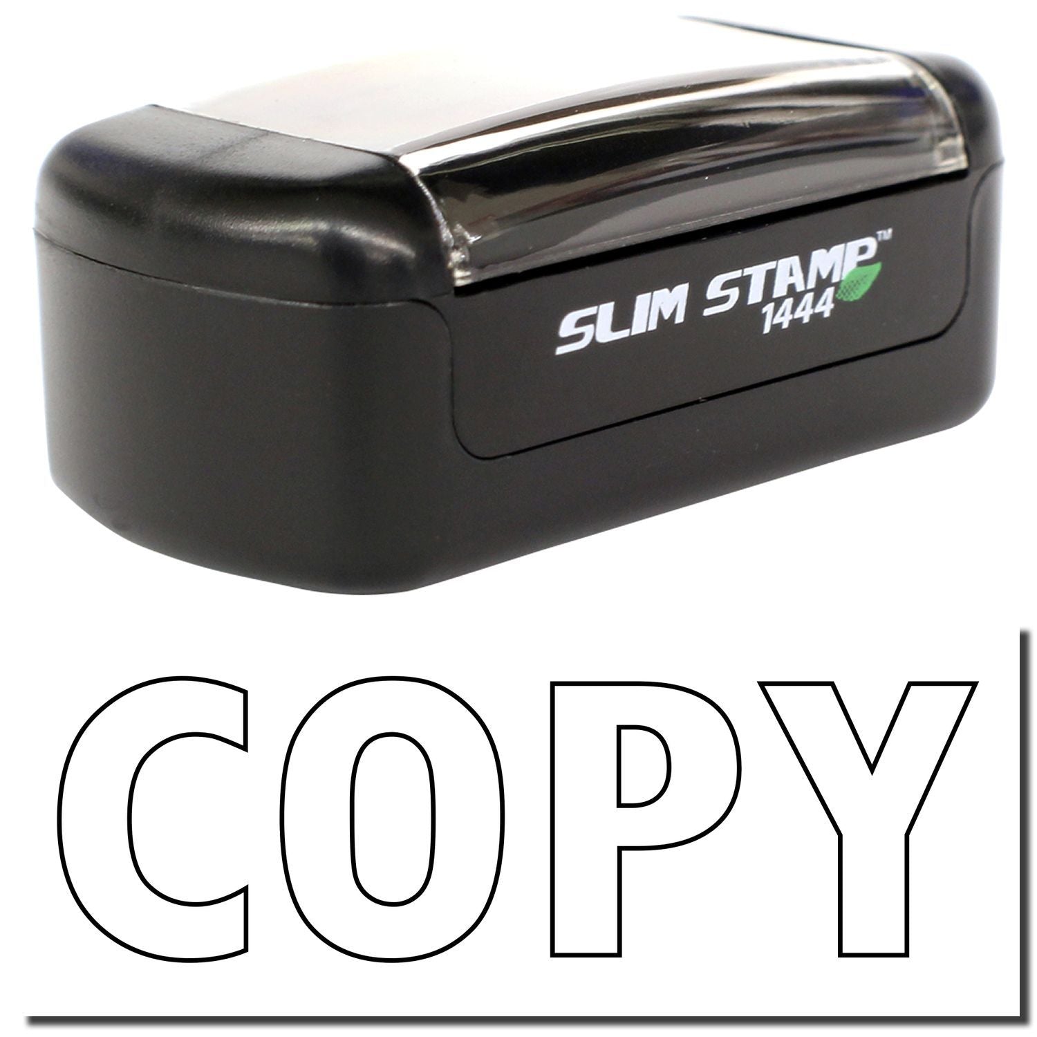 Black Slim Stamp 1444 COPY self-inking office stamp with compact, ergonomic design