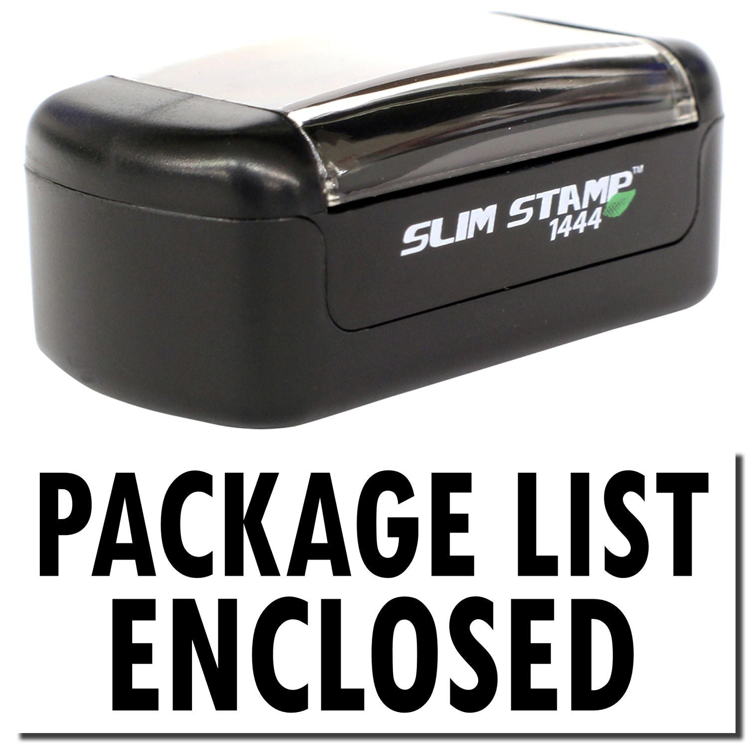 Slim Stamp 1444 self-inking package list enclosed stamp, black office mailing stamp for shipping labels and documents.