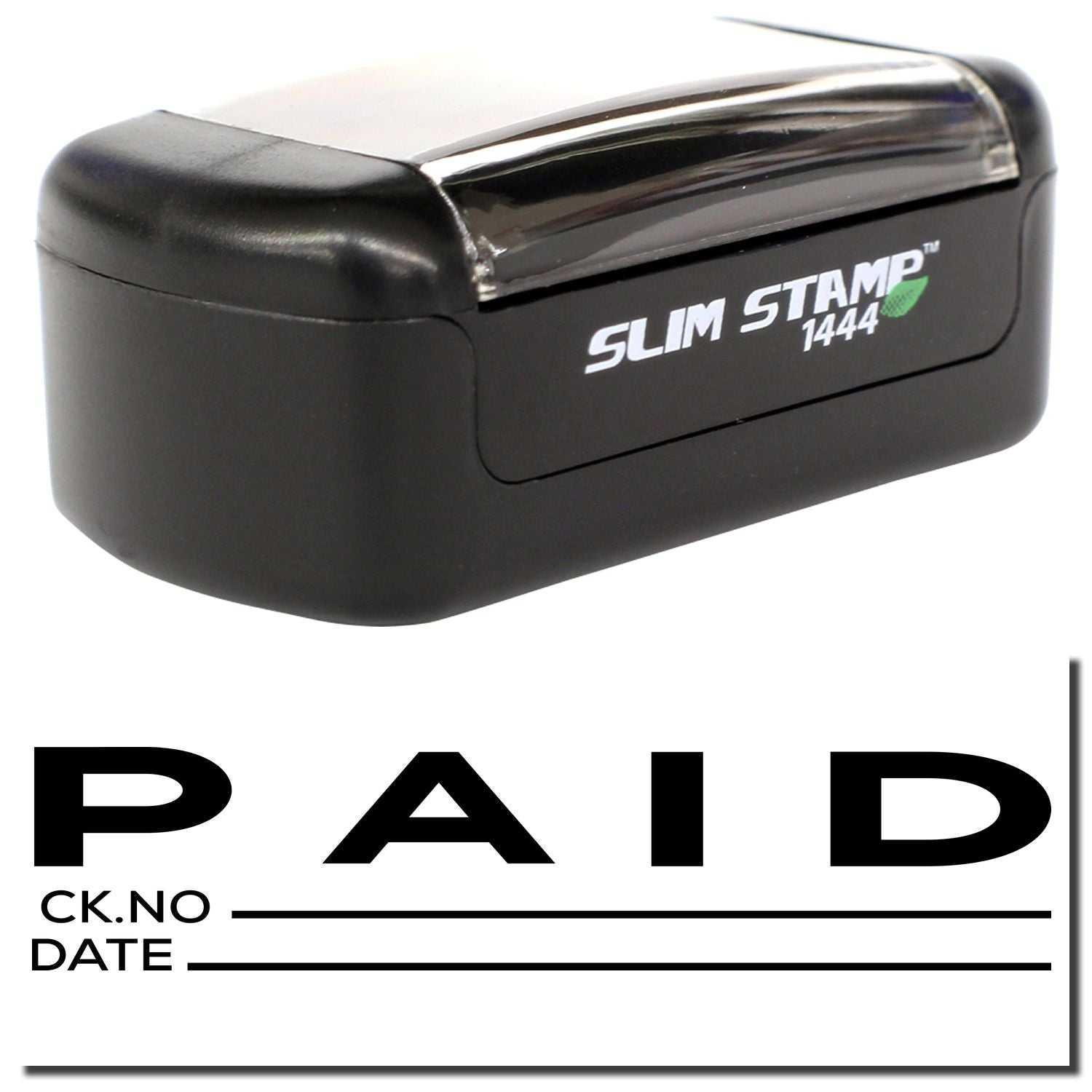 Black Slim Stamp 1444 paid stamp for marking invoices and receipts as paid