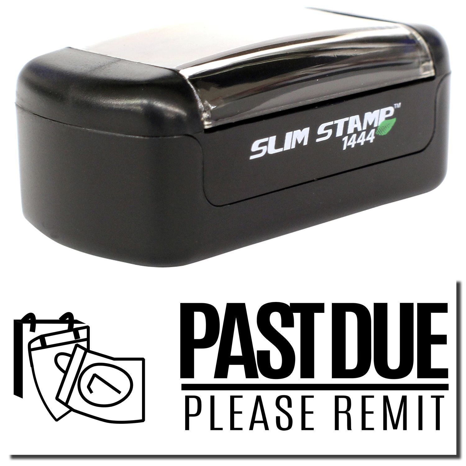 SlimStamp 1444 Past Due Please Remit self-inking rubber stamp, black office date stamp for billing and invoices